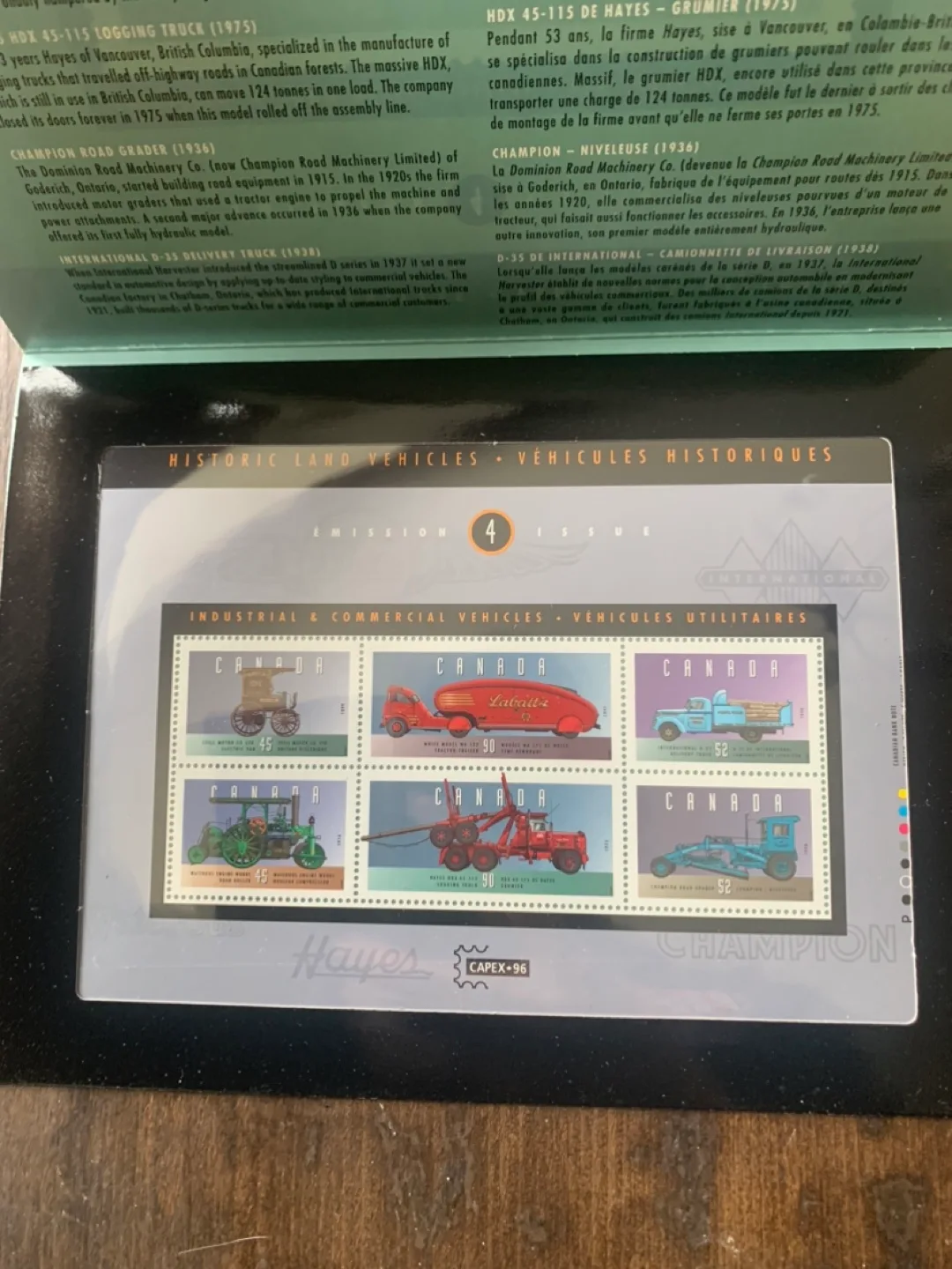 💚 NEW 1996 Historic Land Vehicles Stamp Souvenir Sheet image indicator(2)
