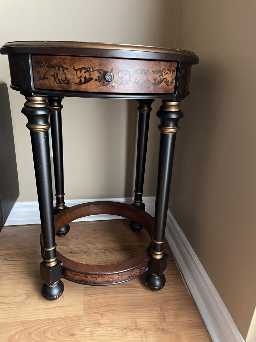 Round Accent Table with Drawer - photo 2
