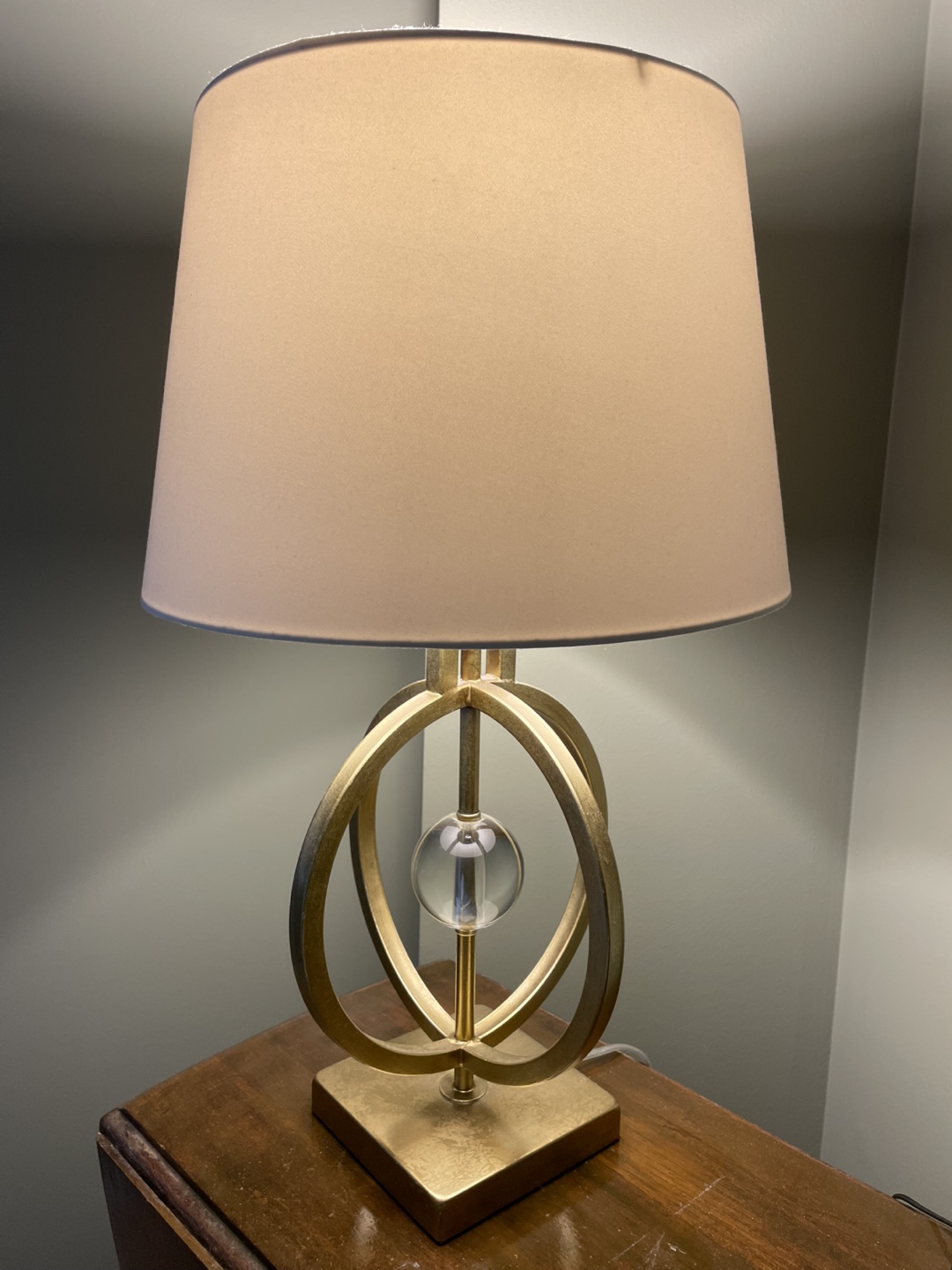 Gold Table Lamp with Beige Shade