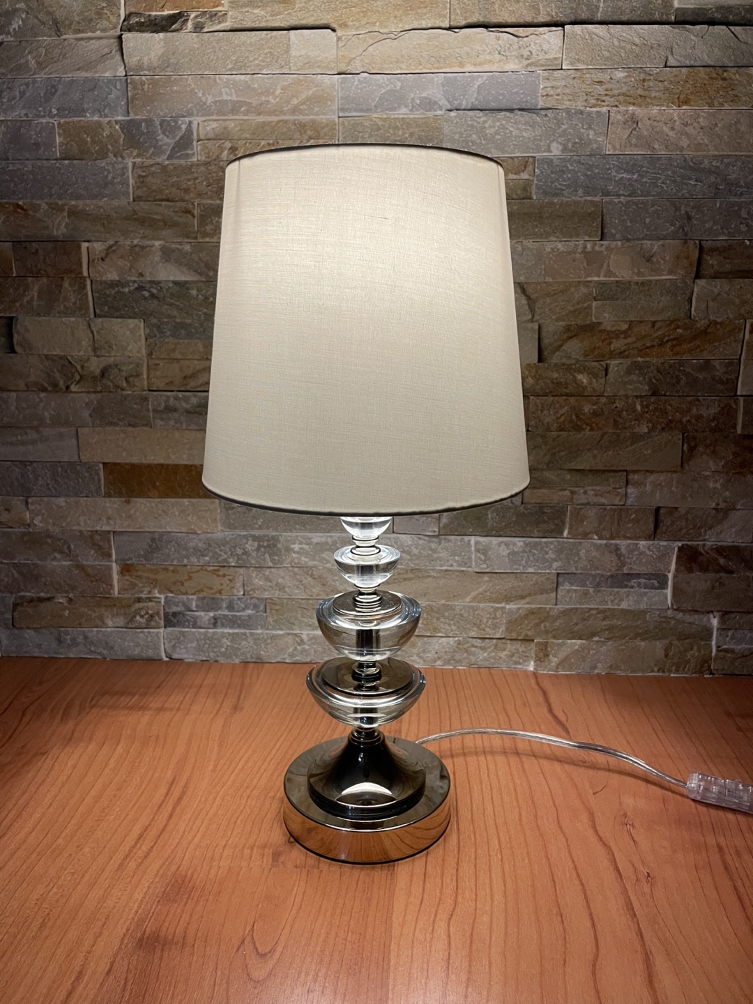 Elegant Crystal Table Lamp with Off-White Shade