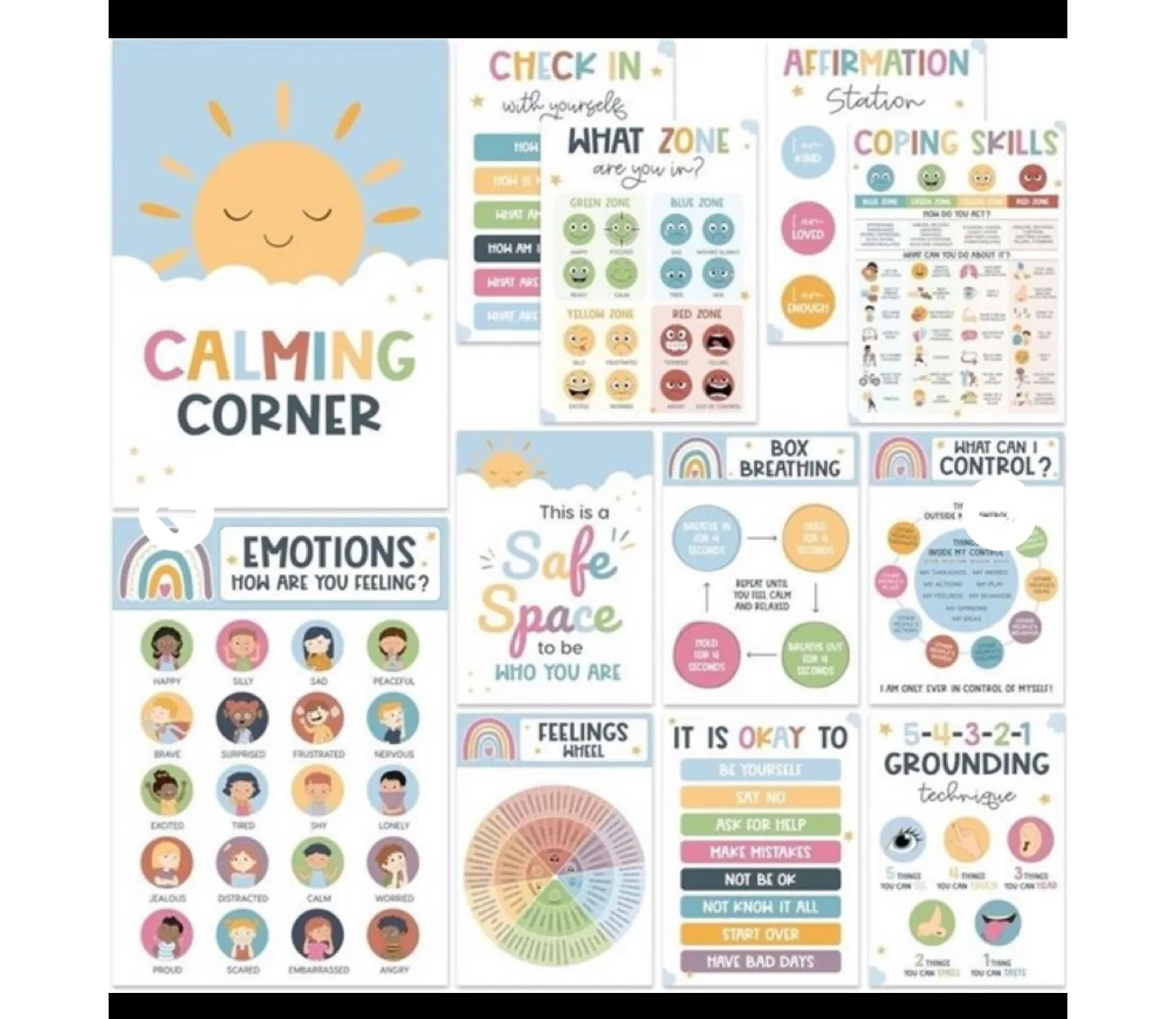 Calming Corner Printable Posters for Kids - Emotional Regulation thumbnail