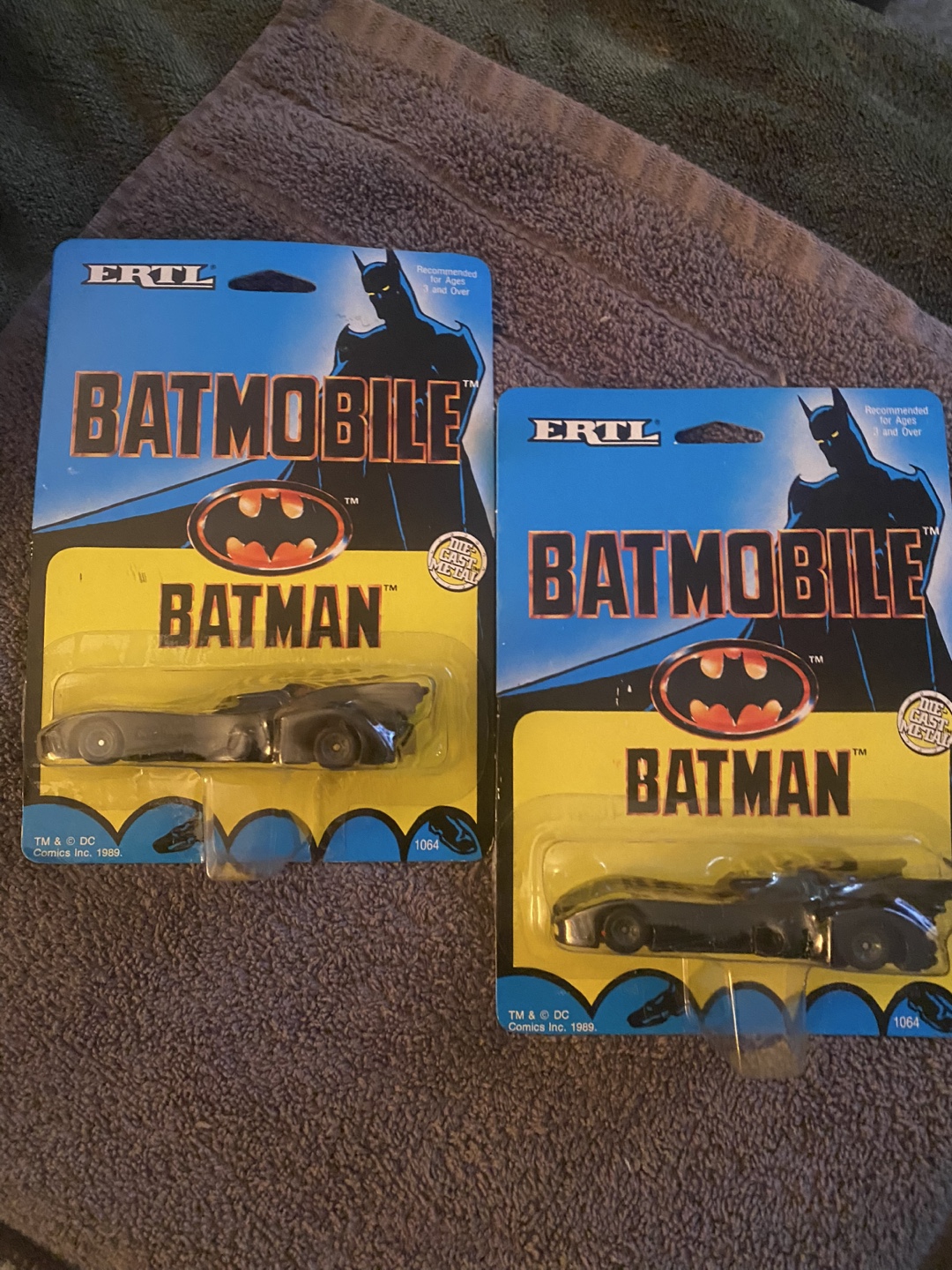 Two vintage ERTL Batman Batmobile die-cast cars