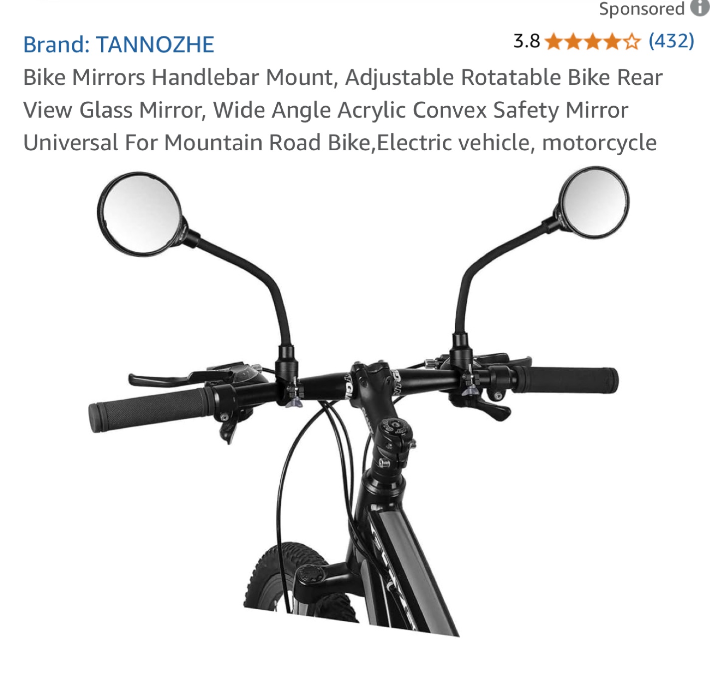 TANNOZHE Bike Mirrors Handlebar Mount - photo 3