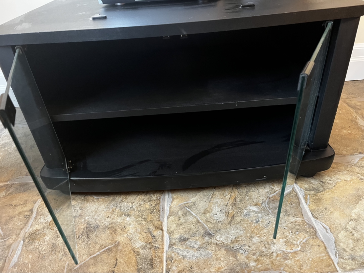 Black TV Stand with Glass Doors - photo 3