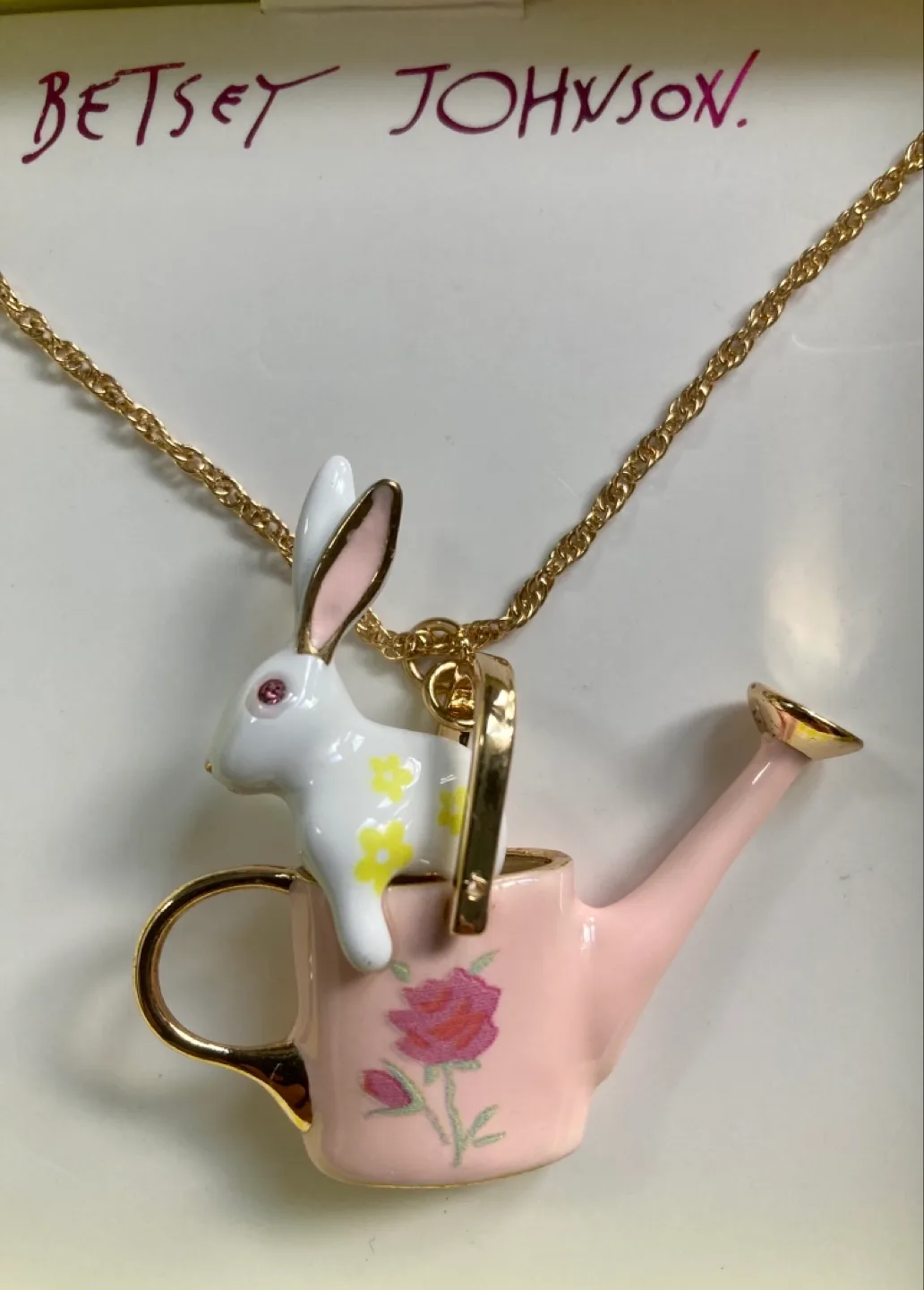 Betsey Johnson Bunny in Watering Can Necklace image indicator(3)