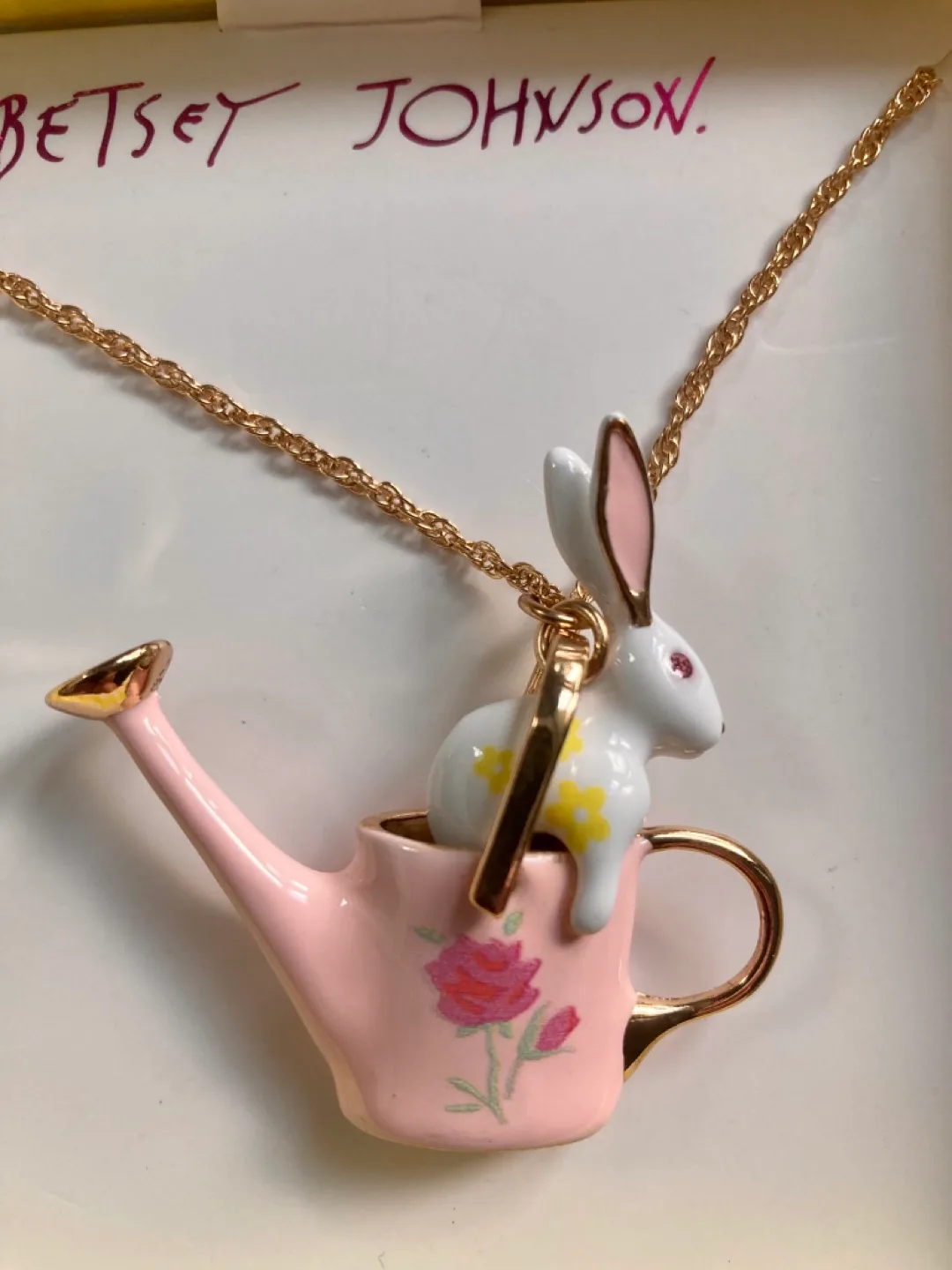 Betsey Johnson Bunny in Watering Can Necklace image indicator(4)