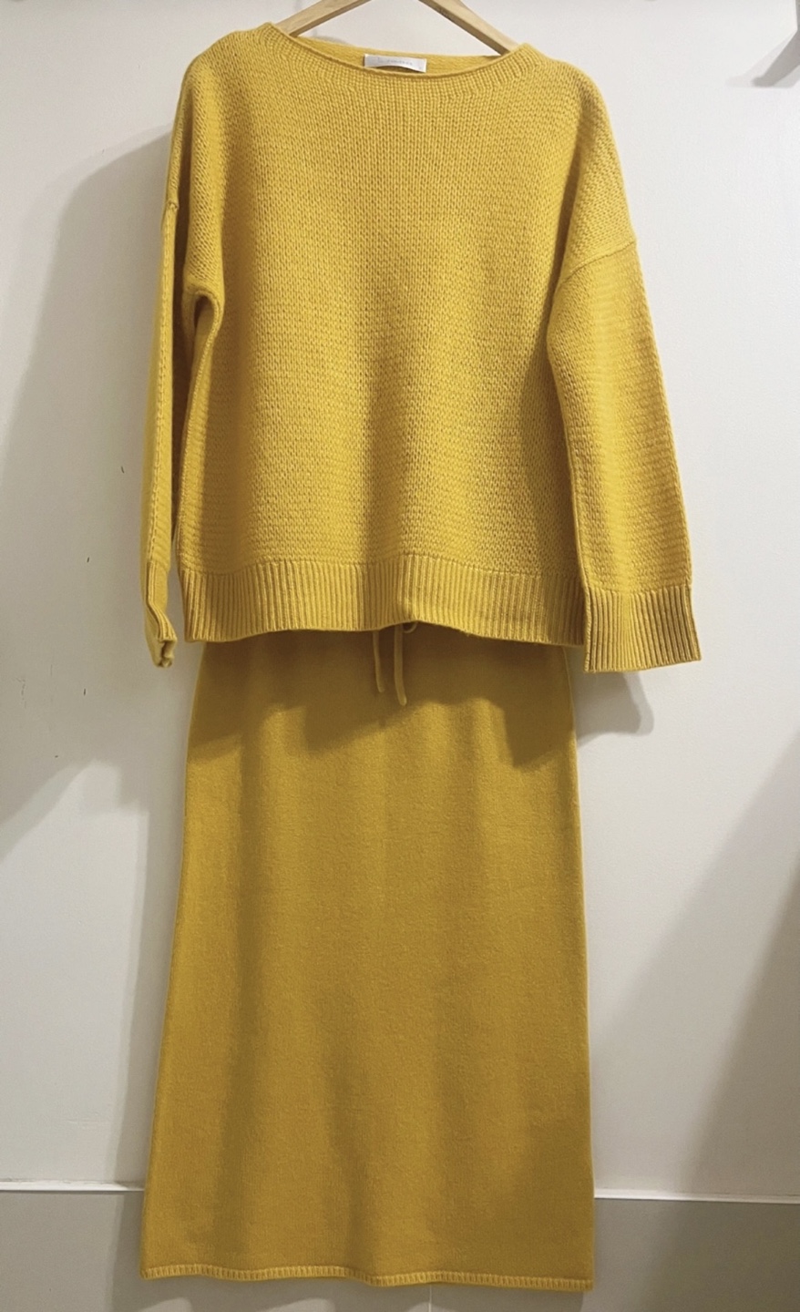 Yellow Cashmere Sweater and Cashmere Skirt Set