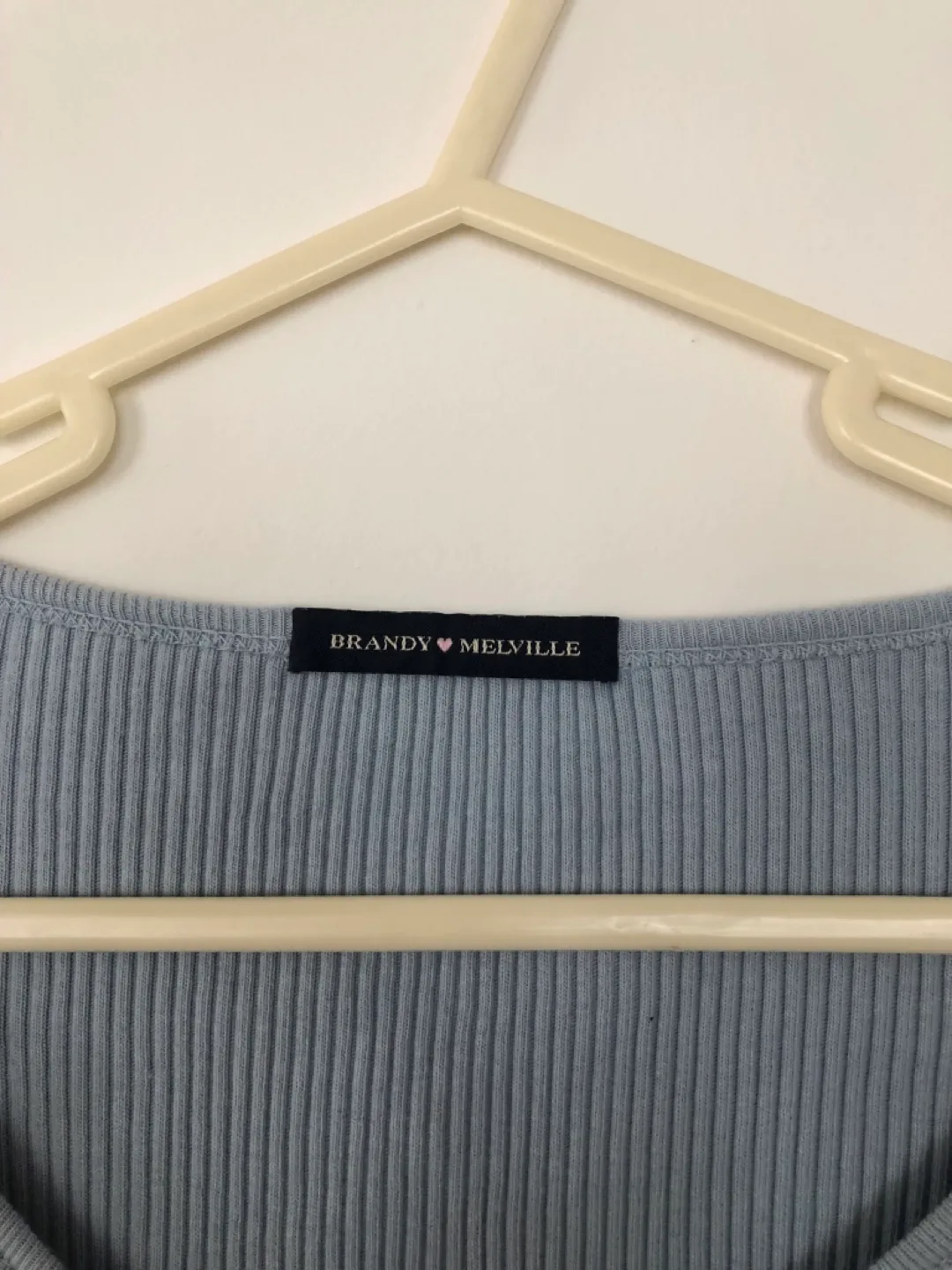 Brandy Melville Blue Button-Up Ribbed Long Sleeve Crop Top image indicator(3)