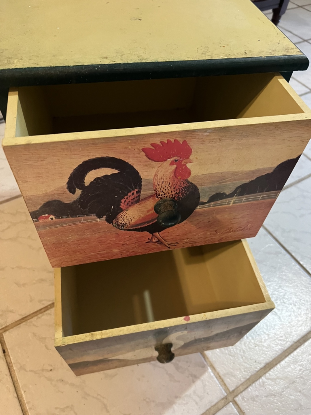 Vintage Rooster and Goose Two-Drawer Cabinet - photo 2