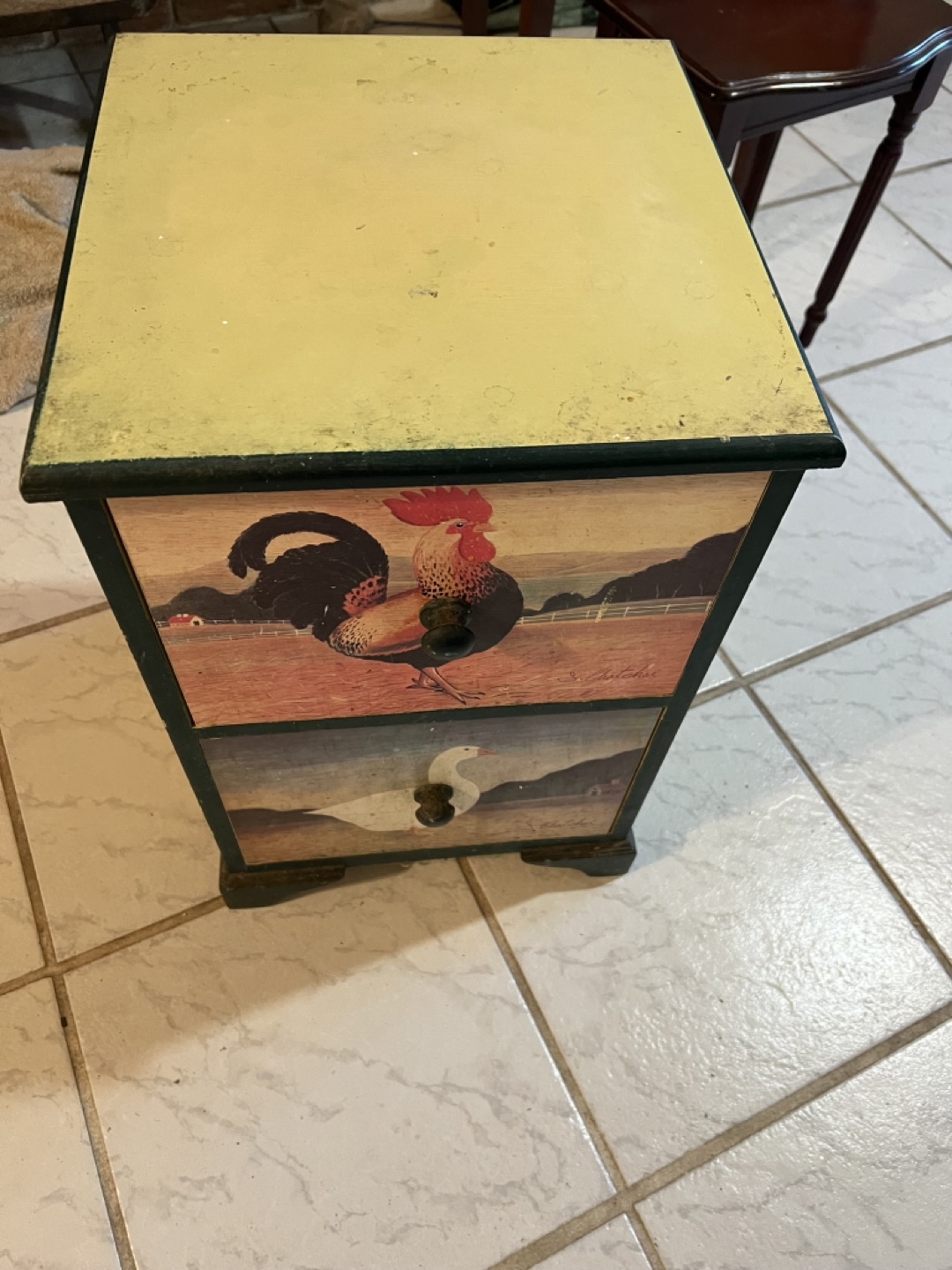 Vintage Rooster and Goose Two-Drawer Cabinet - photo 3