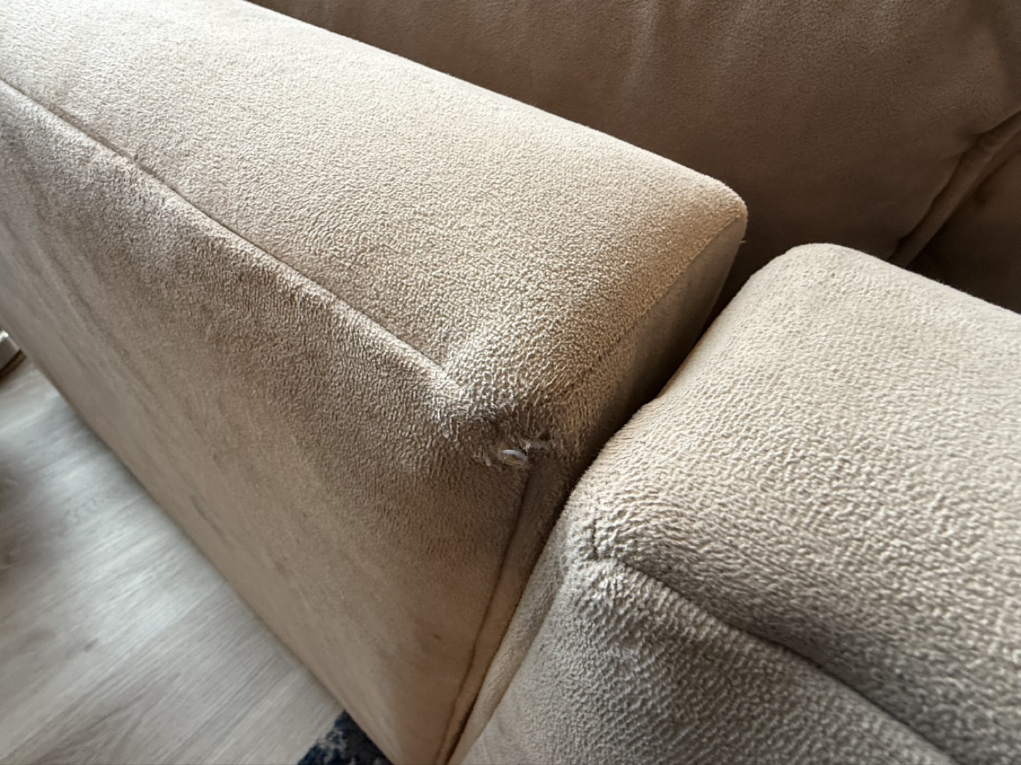 Beige Velvet Sectional Sofa - photo 4