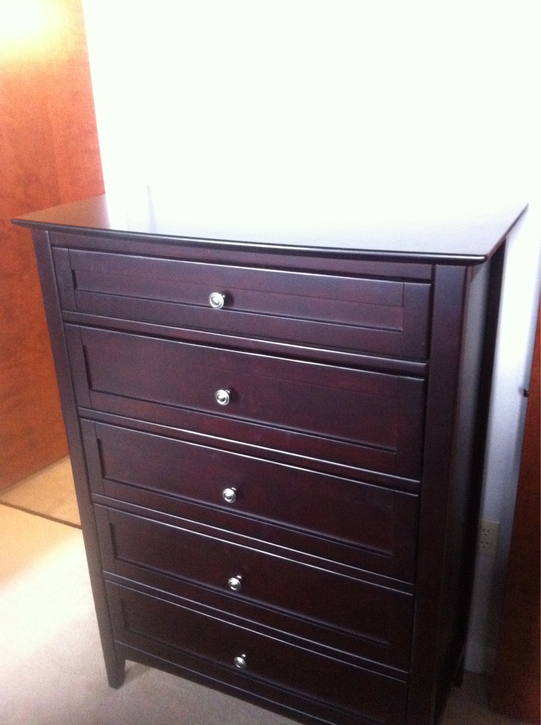 Dark Brown Wooden Dresser Set with Mirror - photo 2