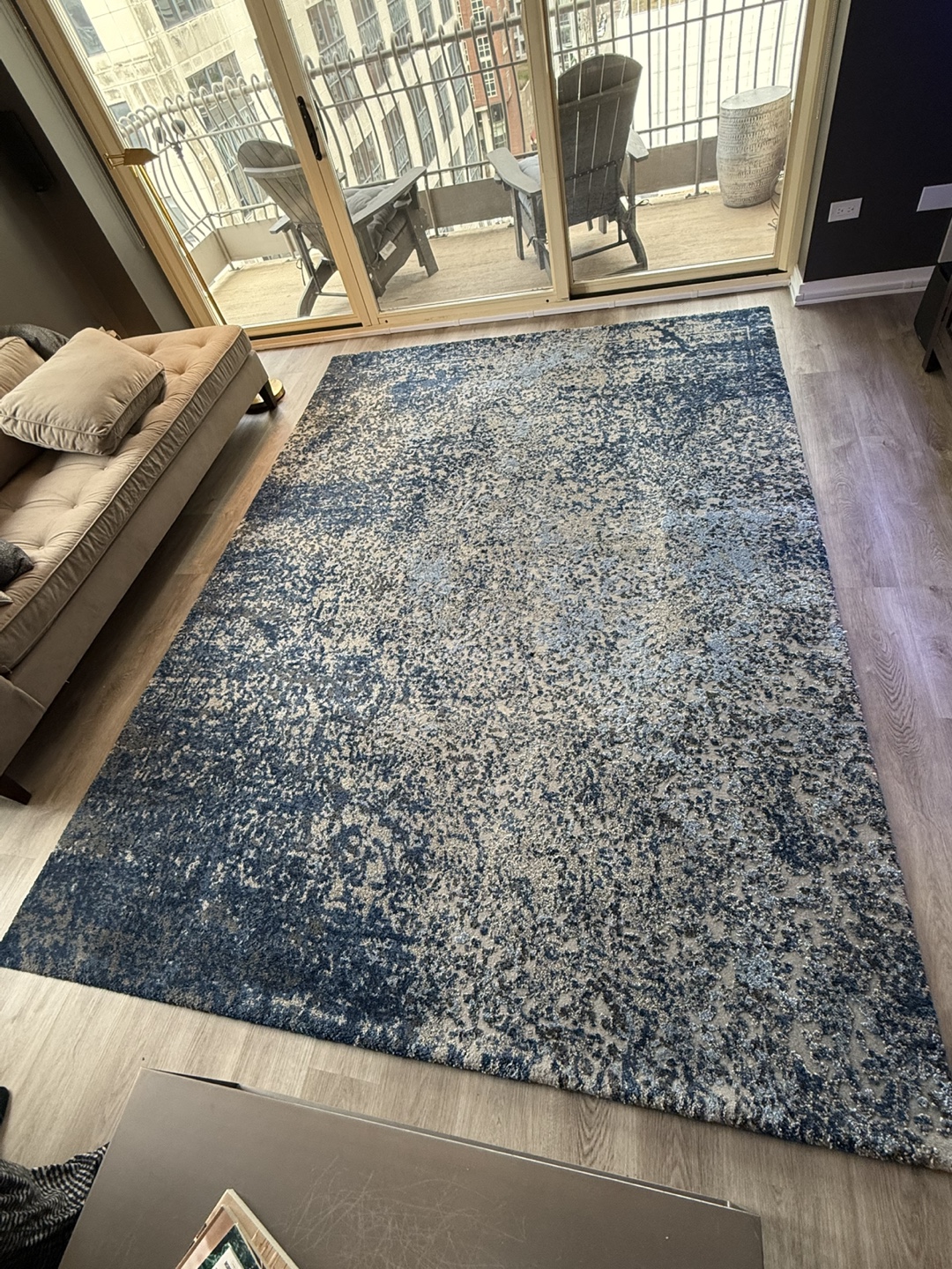 Large Abstract Area Rug, Blue and Gray