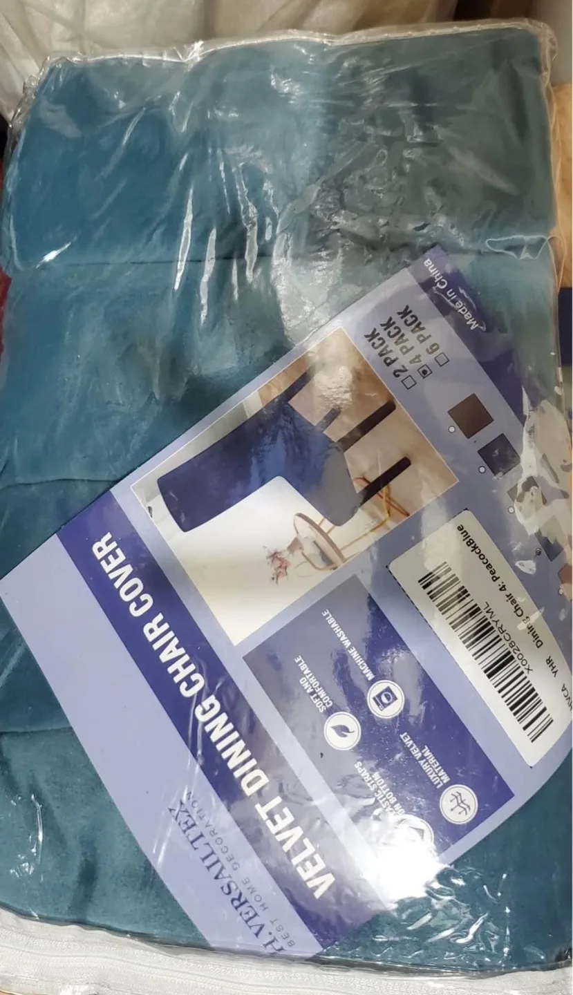 Velvelt Dining Chair Covers - peacock blue - 4 in Pack thumbnail