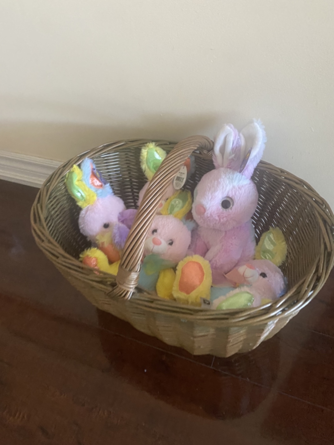 Easter Basket with Plush Bunnies