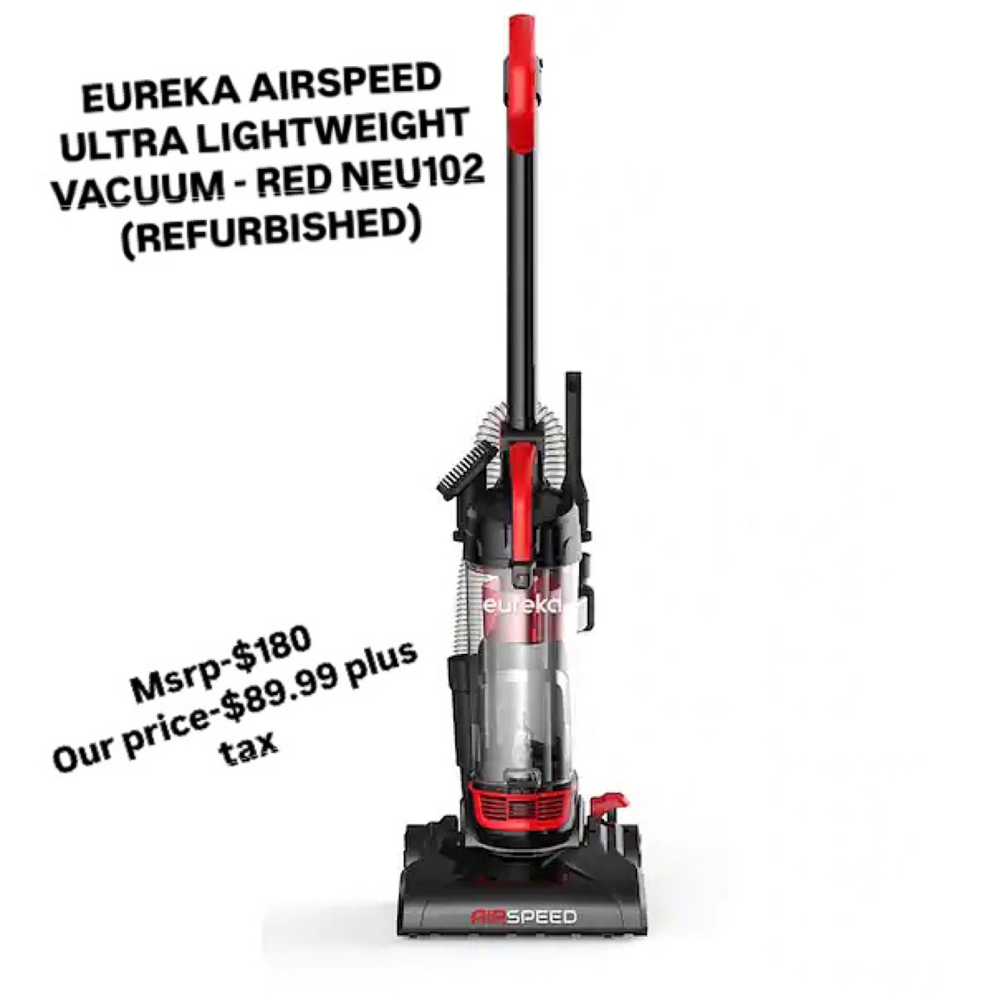 Eureka Airspeed  Vacuum - Red NEU102 (Refurbished)