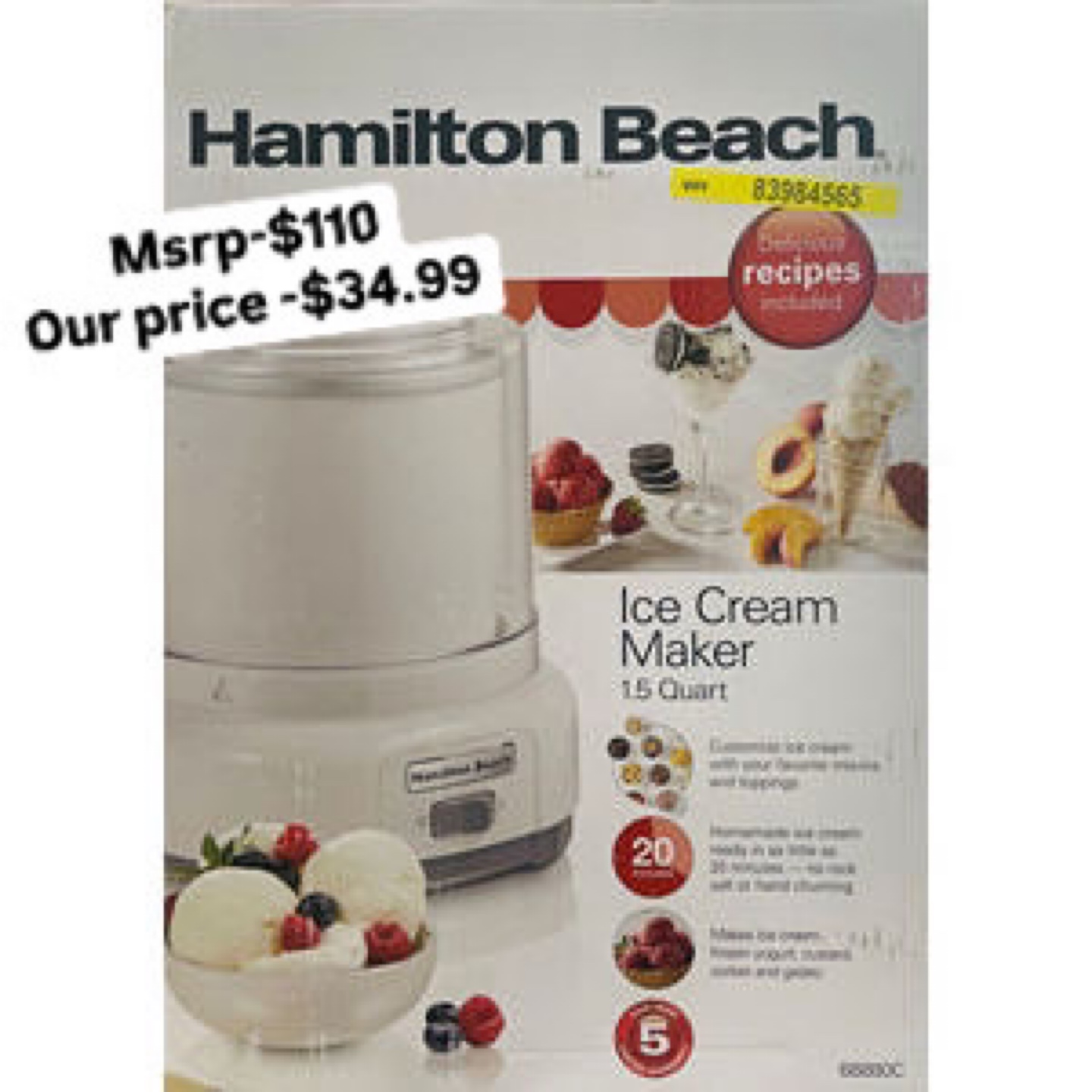 Hamilton Beach Ice Cream Maker - 1.5 Quart