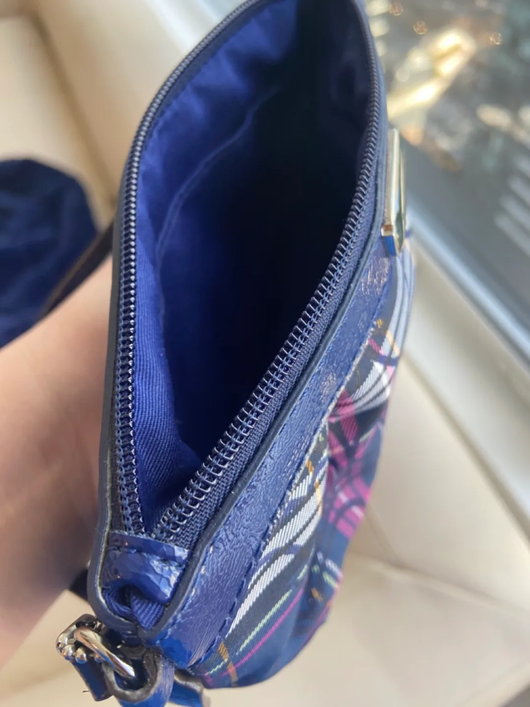 Coach Wristlet, Plaid Pattern, Blue and Pink image indicator(2)