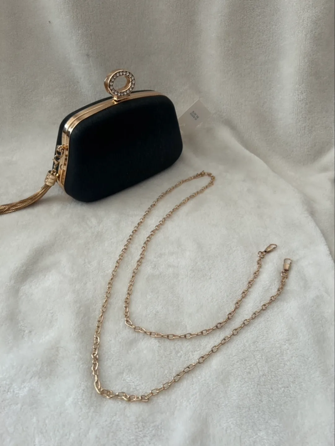 Elegant Black Evening Clutch with Rhinestone Detail 💚 image indicator(2)