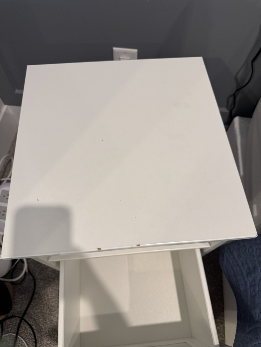 White Nightstand with Drawer and Shelf - photo 5