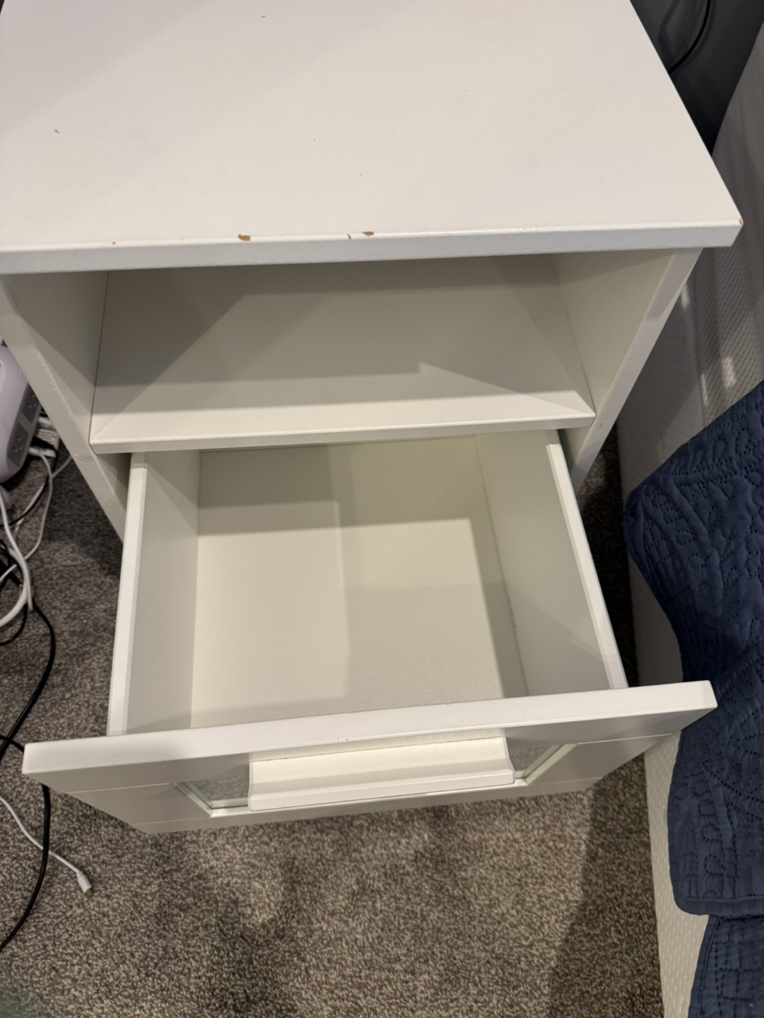 White Nightstand with Drawer and Shelf - photo 2