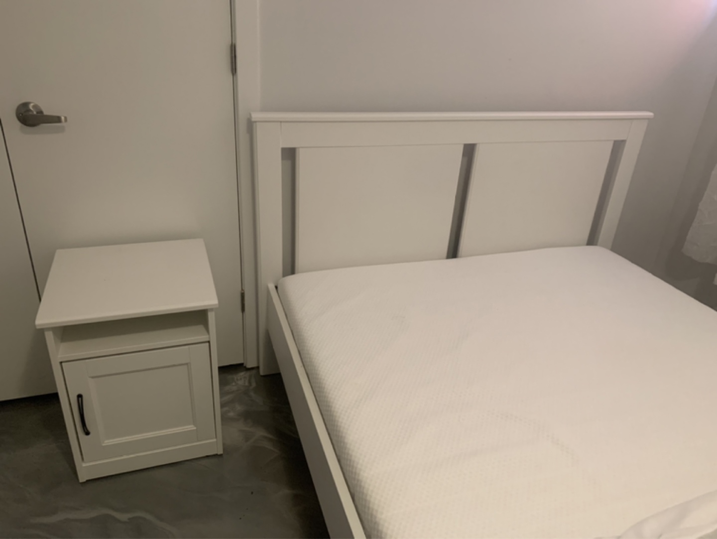 White Double Bed Frame and Nightstand