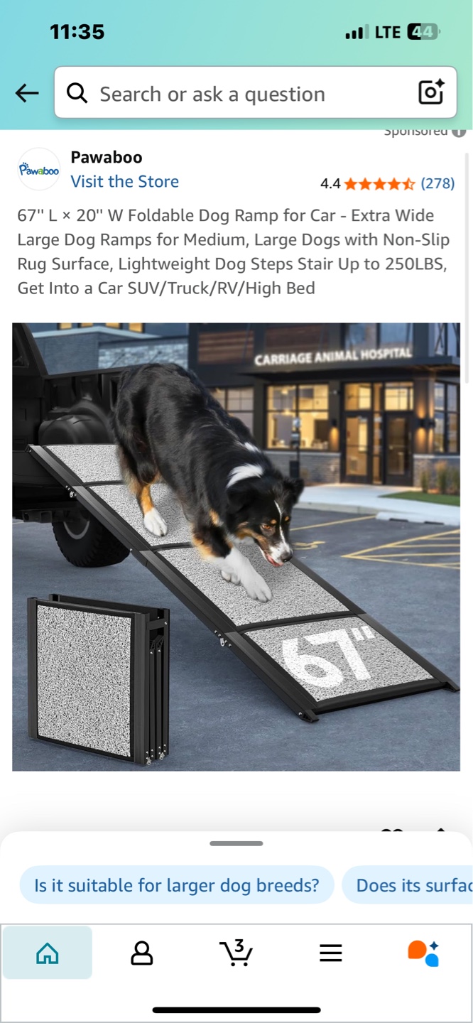 Pawaboo 67" L x 20" W Foldable Dog Ramp - photo 2