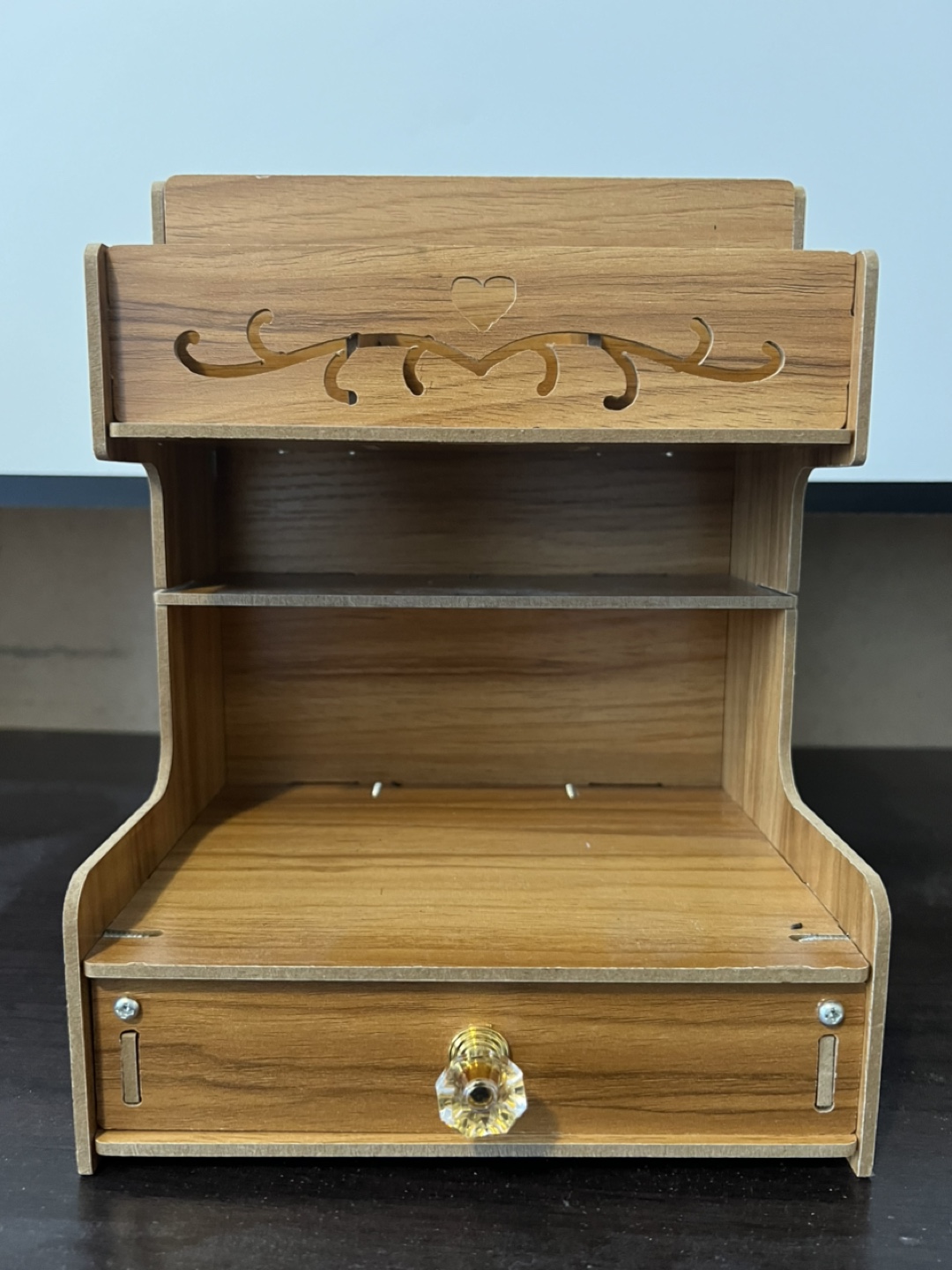 Small Wooden Organizer with Drawer and Shelves - photo 5