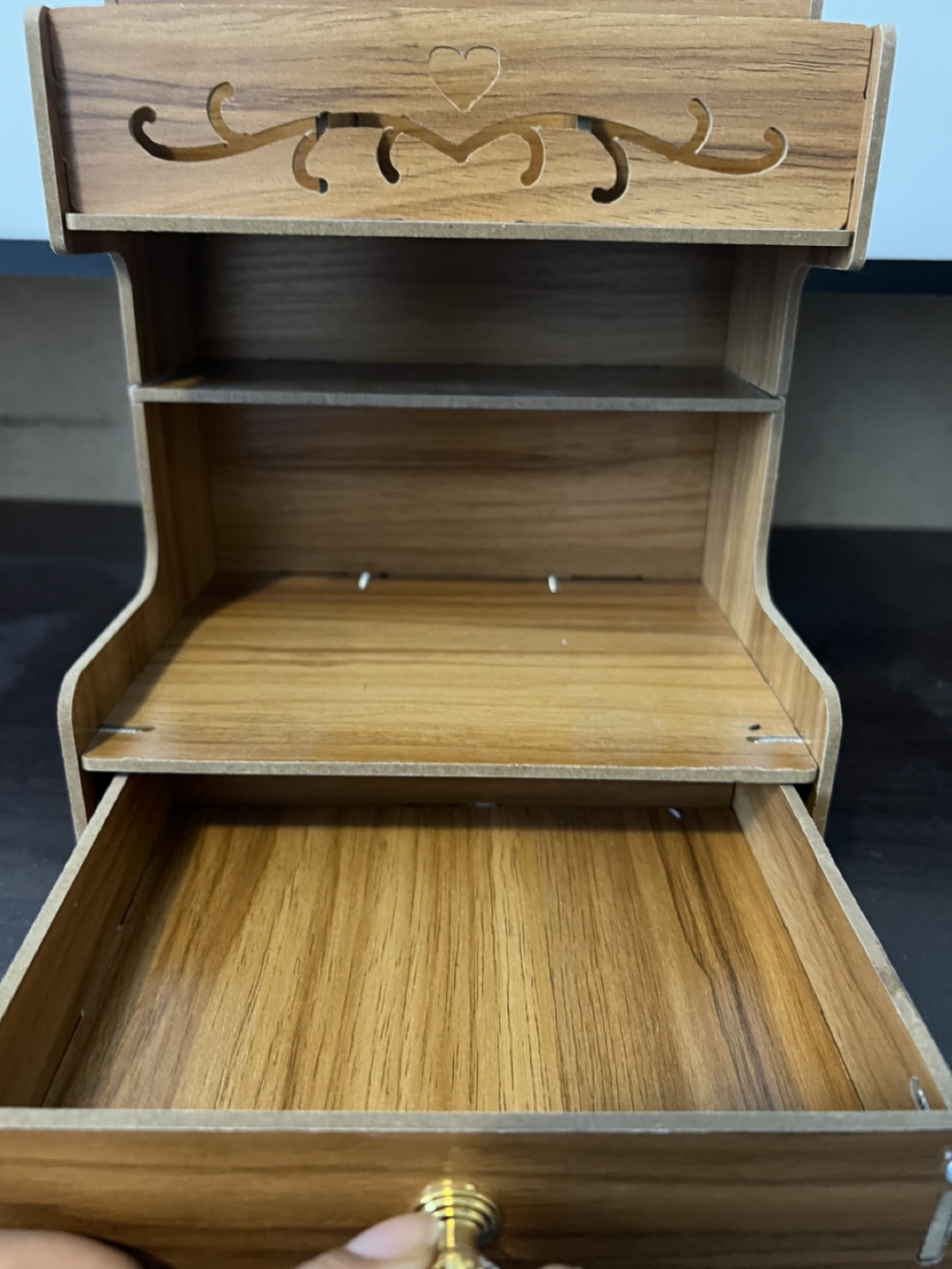 Small Wooden Organizer with Drawer and Shelves - photo 3