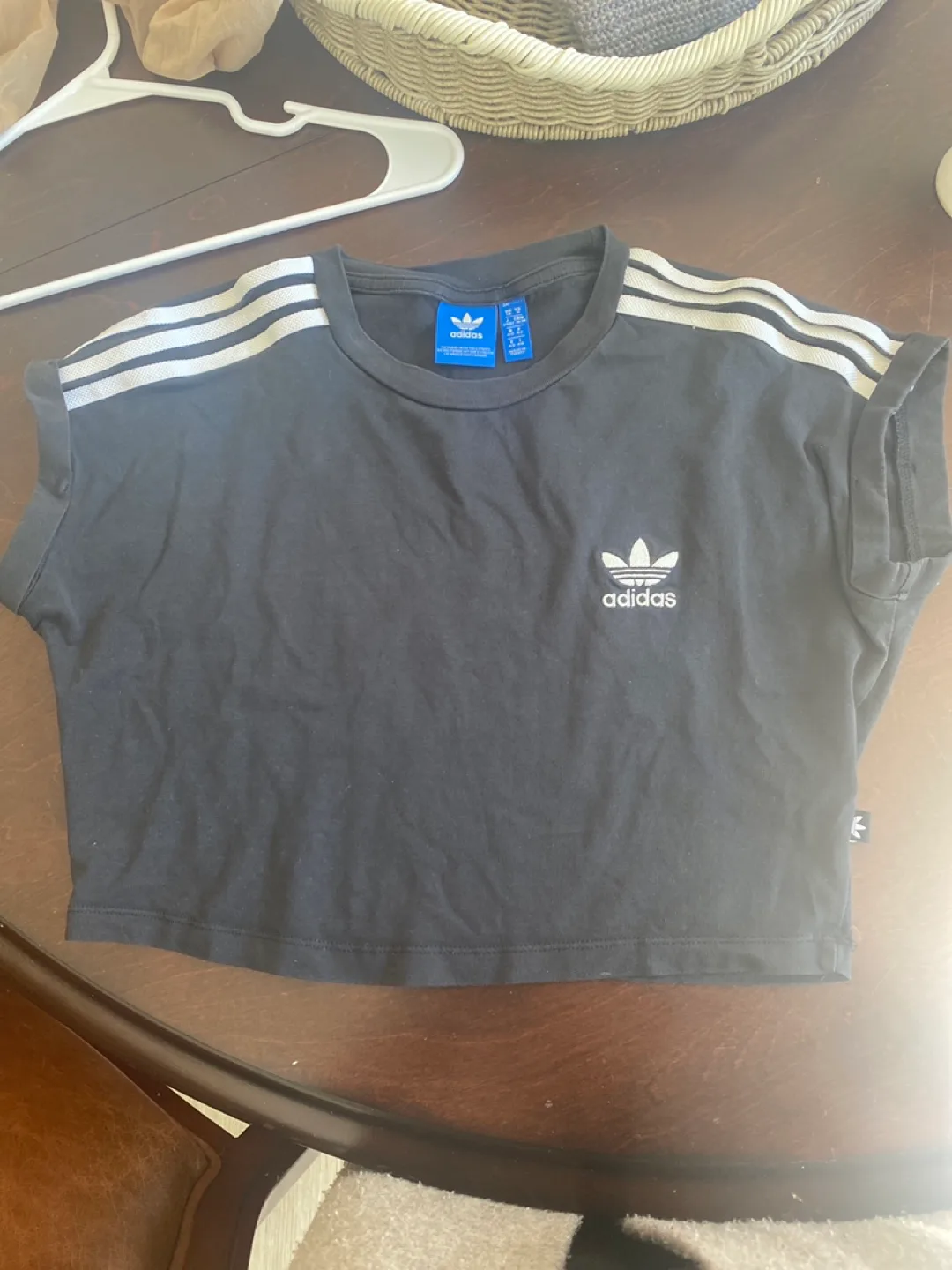 Adidas black cropped t-shirt thumbnail