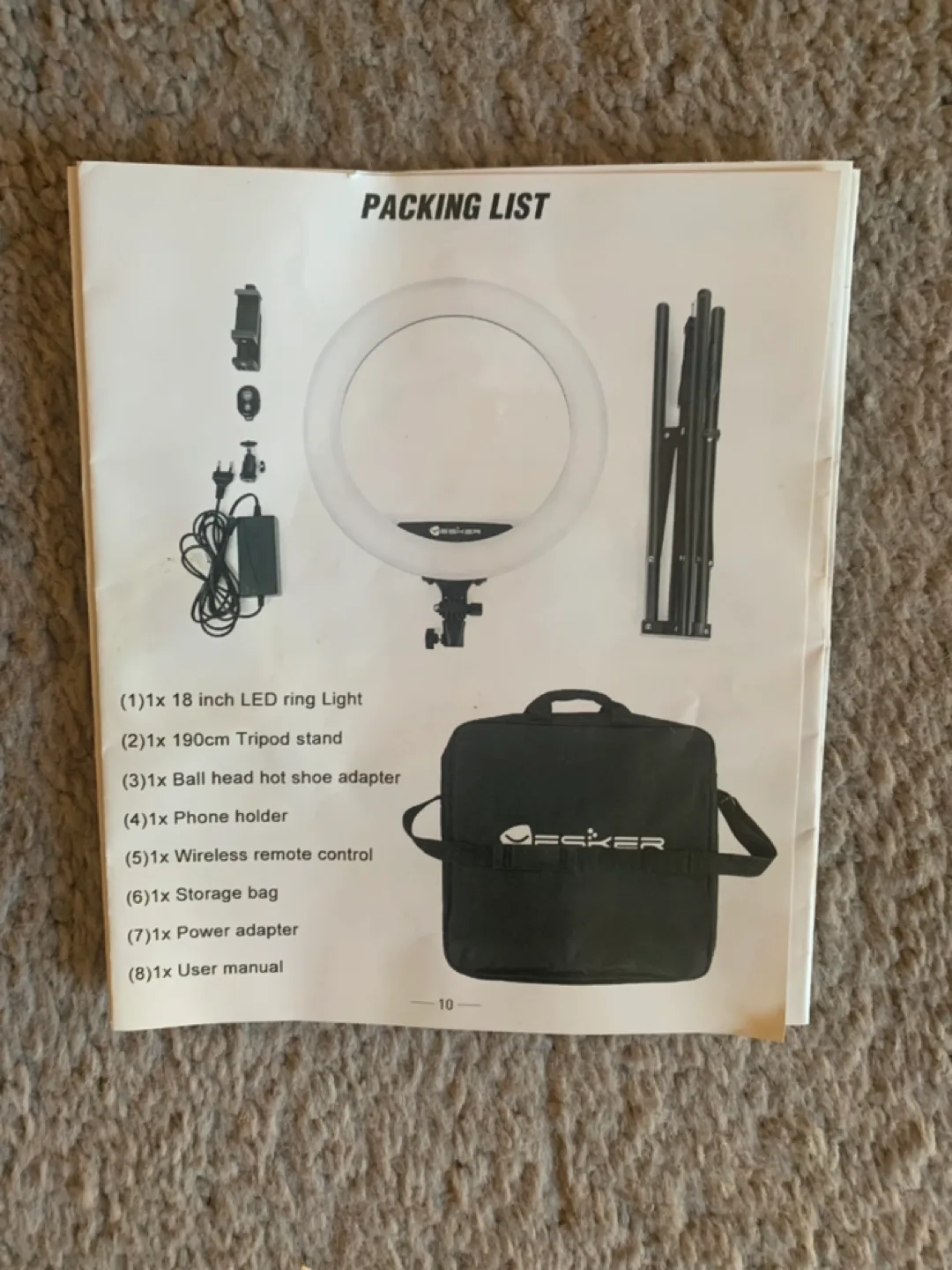 💚Yesiker 18-inch Ring Light with Stand and Remote image indicator(6)