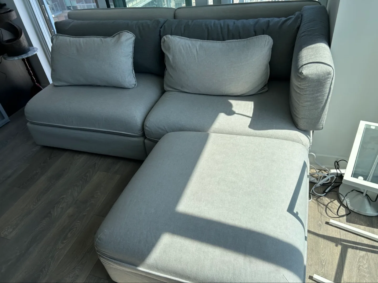 Grey Modular Sectional Sofa with Storage Ottoman image indicator(3)