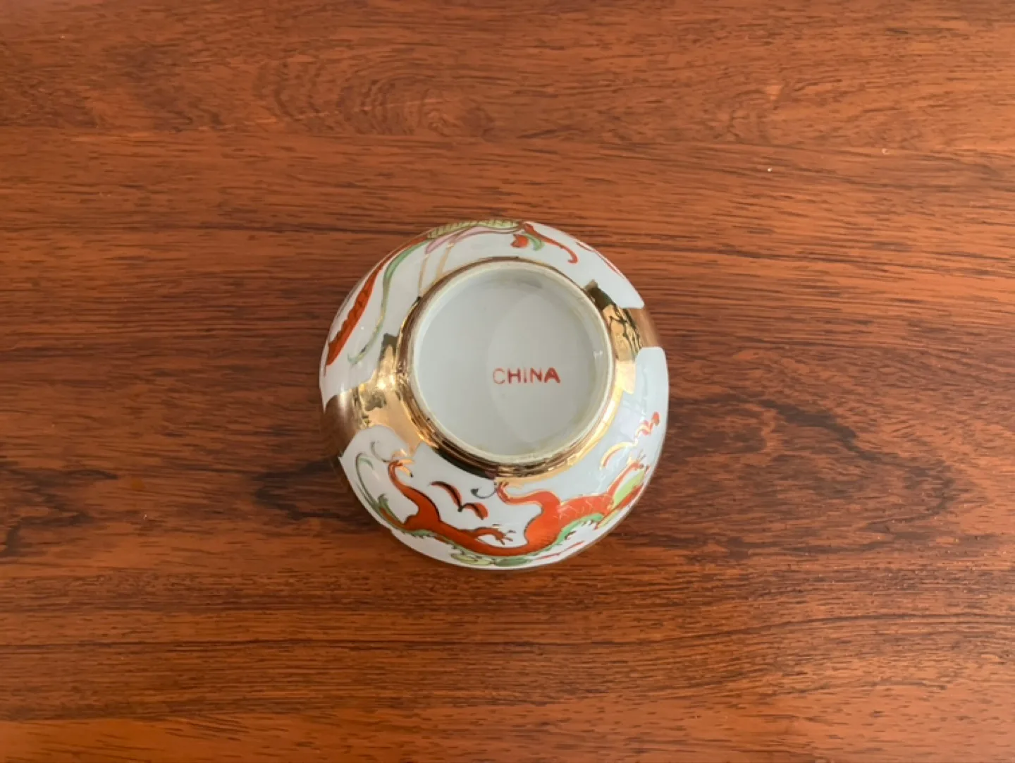 Vintage Chinese Porcelain Bowl with Dragon Design image indicator(3)