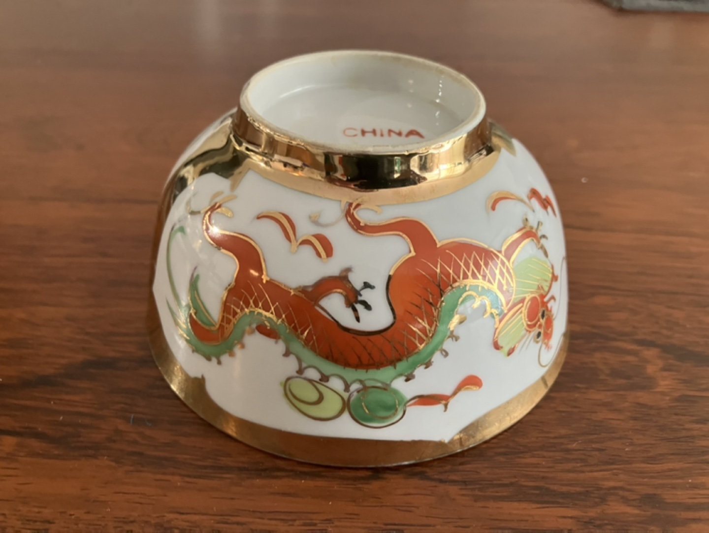 Vintage Chinese Porcelain Bowl with Dragon Design