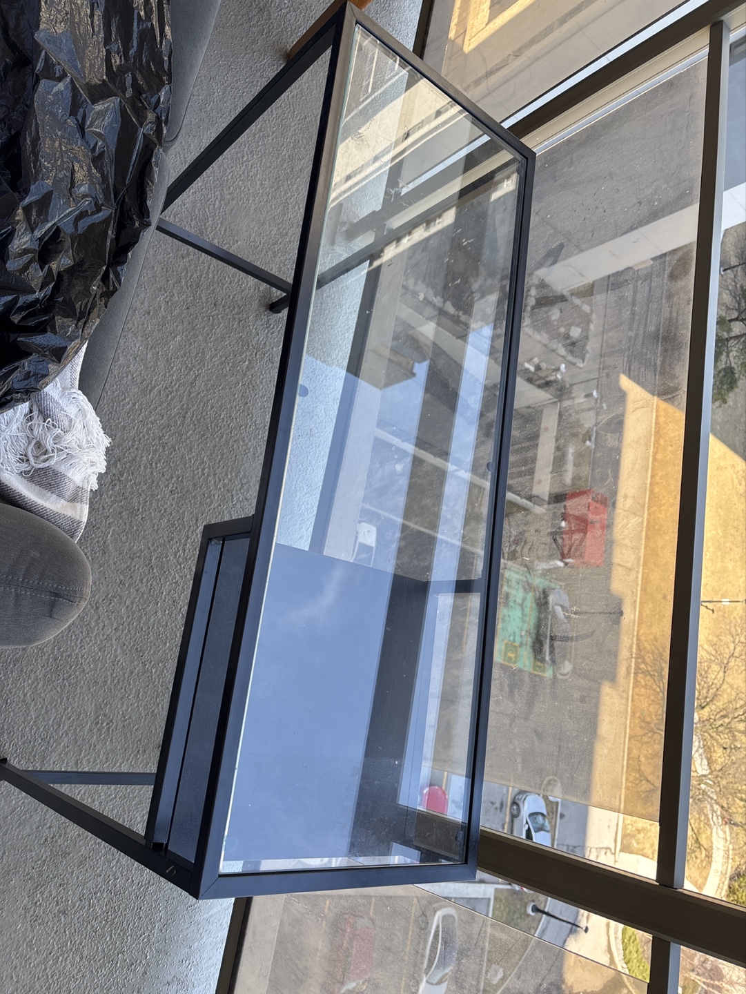 Glass Top Desk with Black Frame