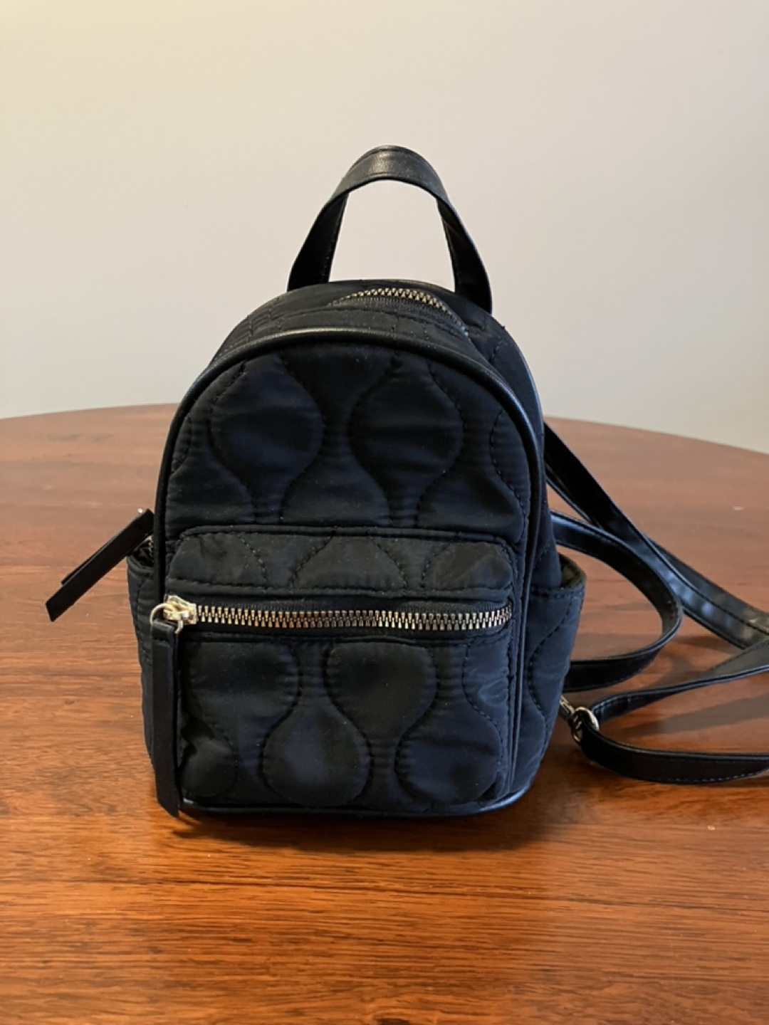 Mini Black Quilted Backpack