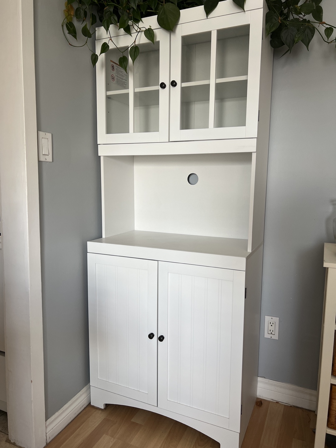 White Wooden Microwave Cabinet