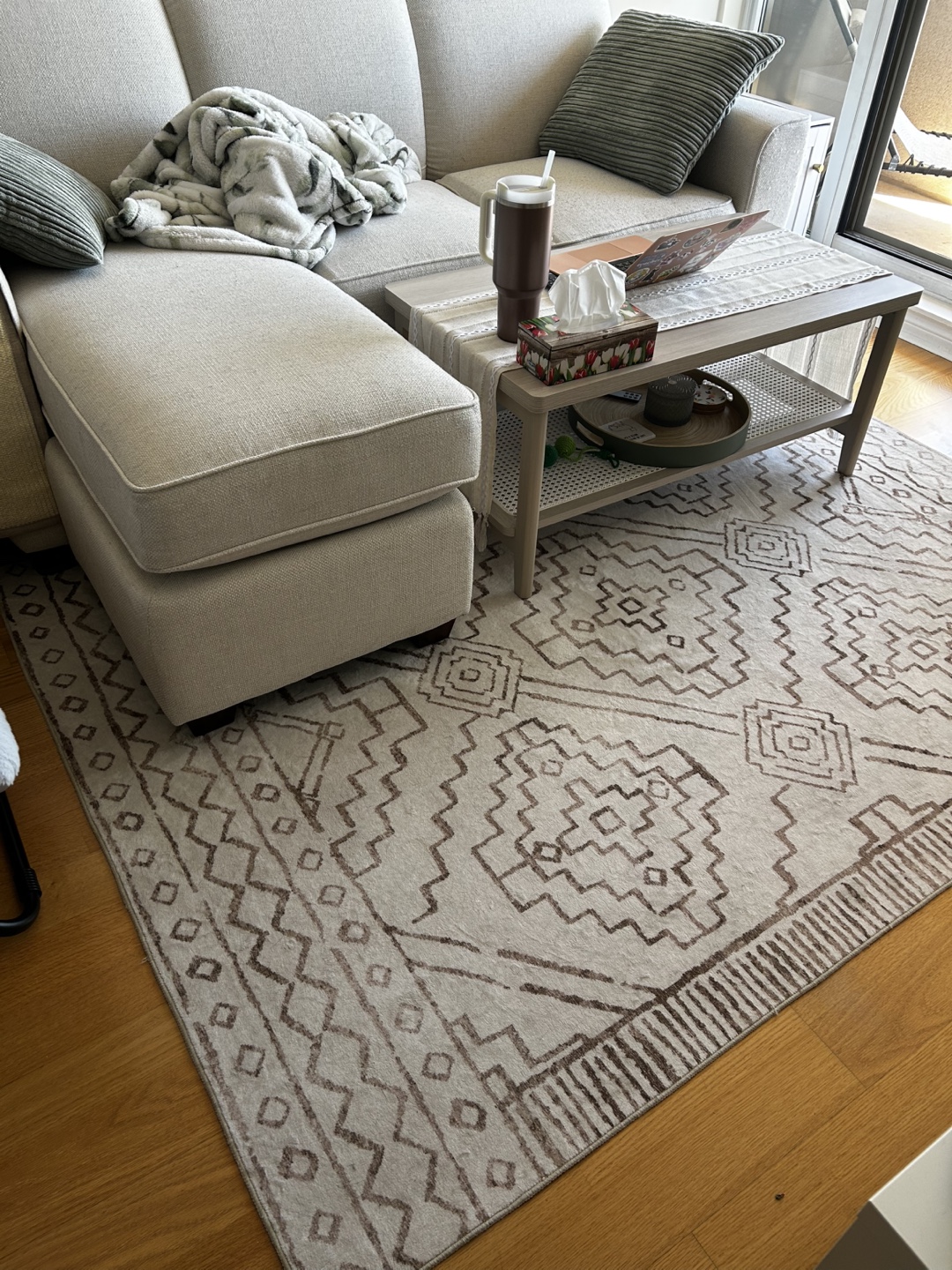 Beige and Brown Geometric Area Rug - photo 2