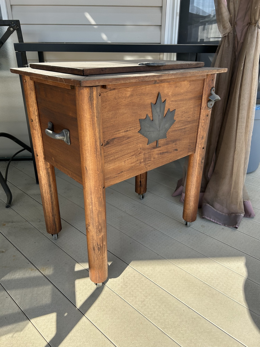 Rustic Wooden Cooler on Wheels - photo 2