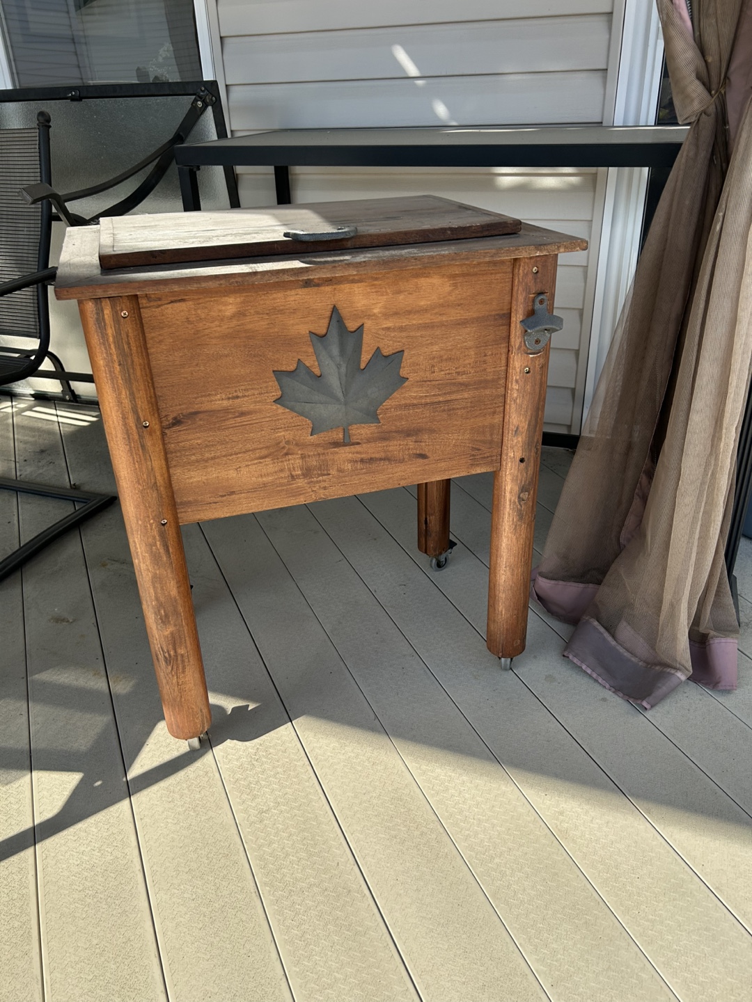 Rustic Wooden Cooler on Wheels
