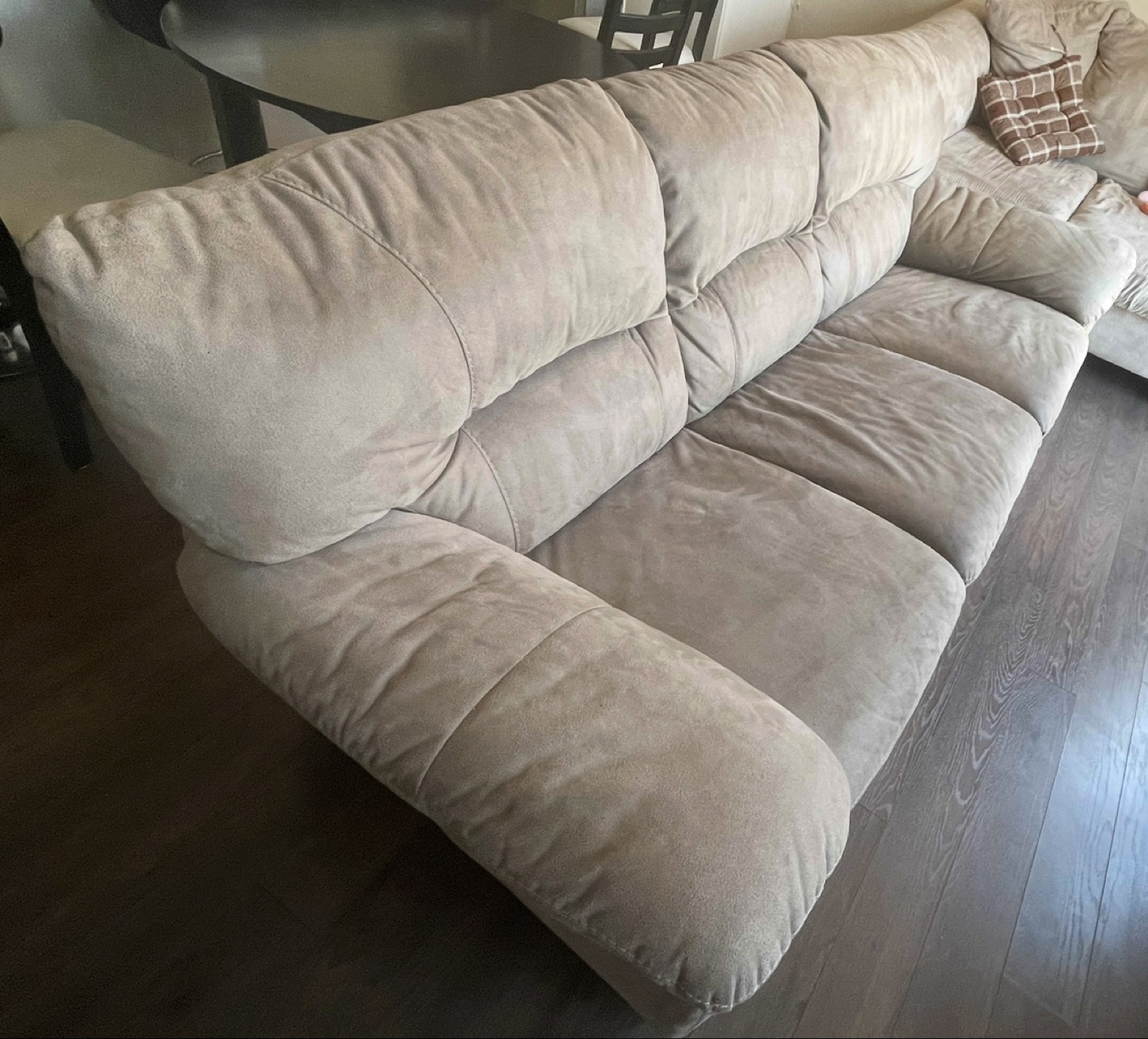 Beige Microfiber Sectional Sofa