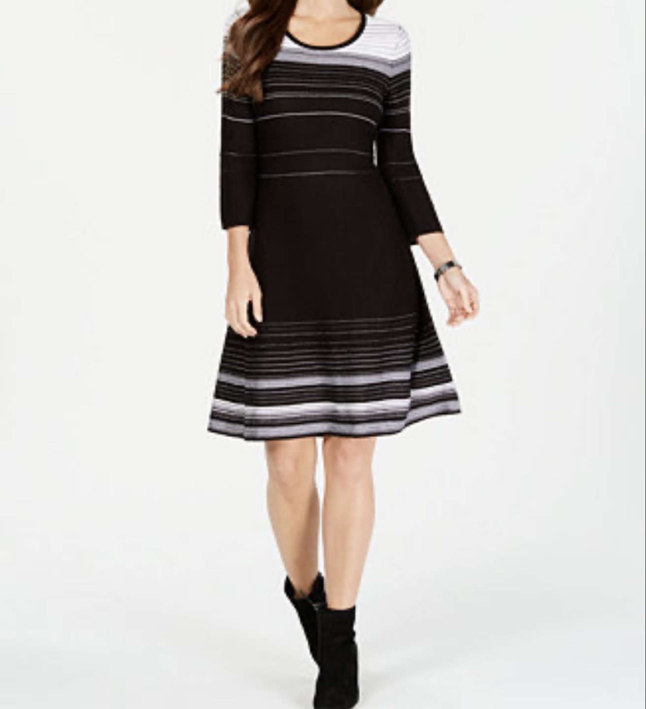 Nine West Collection Women's Black and White Striped Knit Dress - photo 2