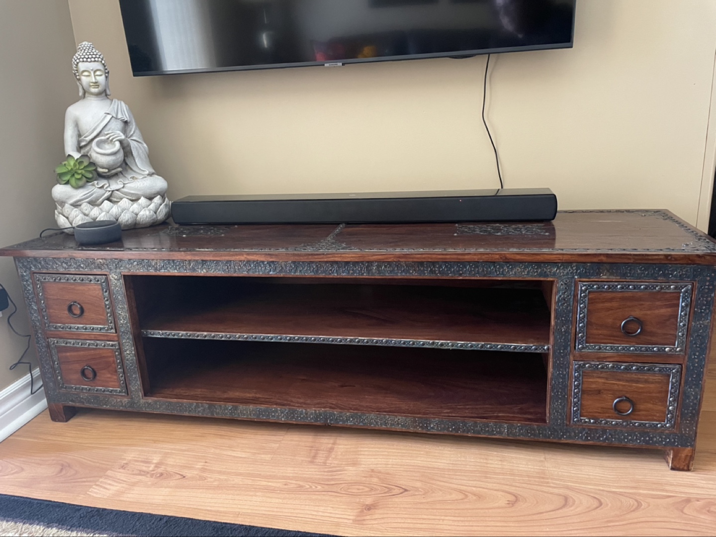 Wooden TV Stand with Metal Accents