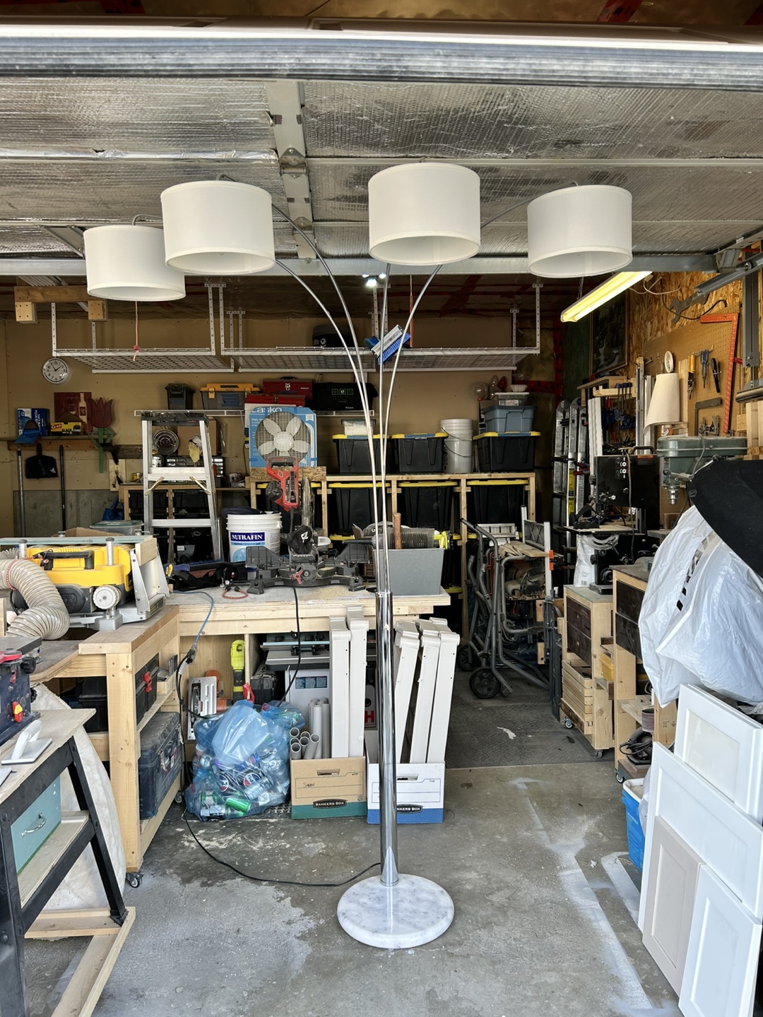 Four-light Arc Floor Lamp with Marble Base
