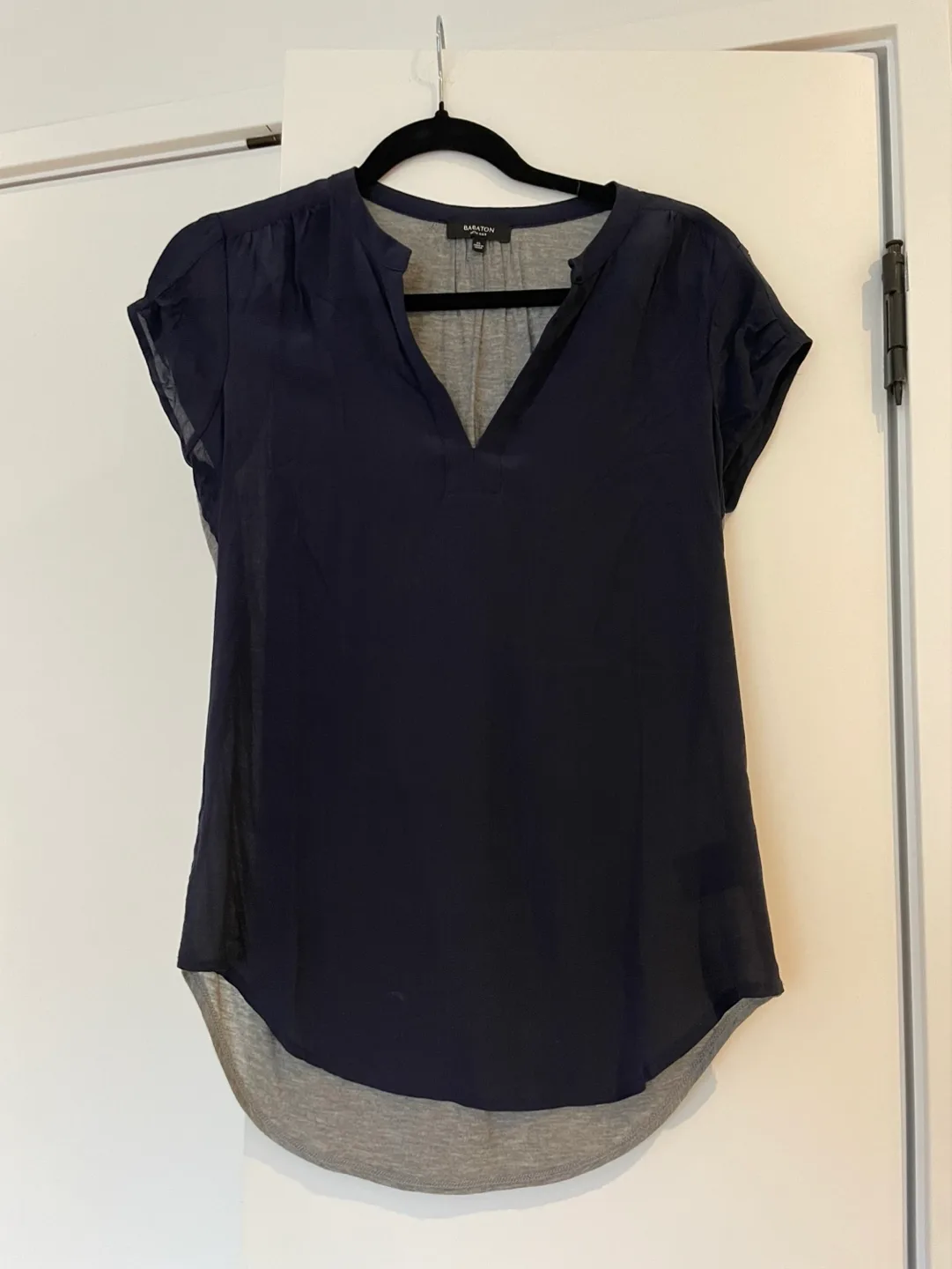 Babaton Navy and Grey top with silk thumbnail