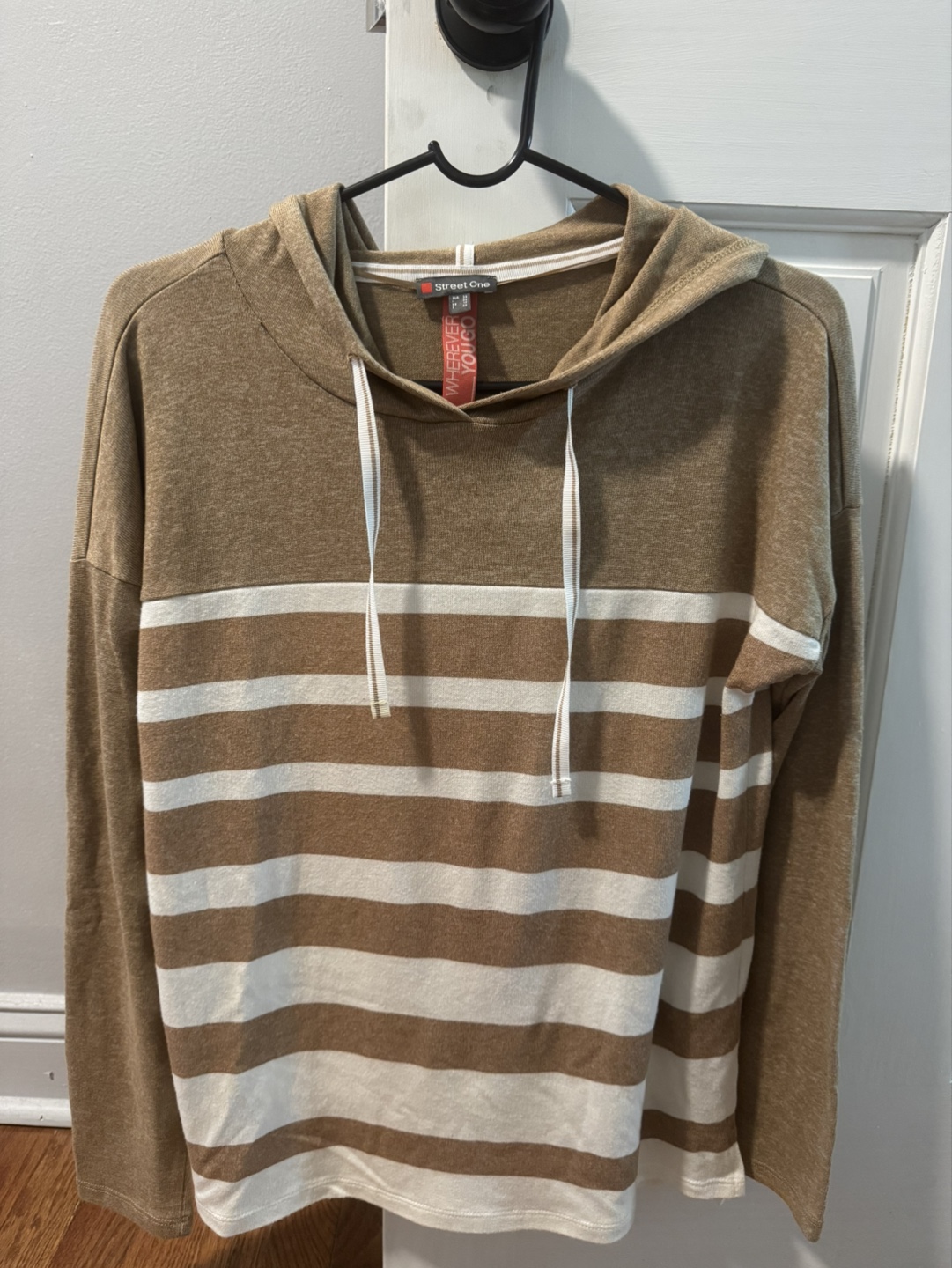 Street One Brown and White Striped Hoodie