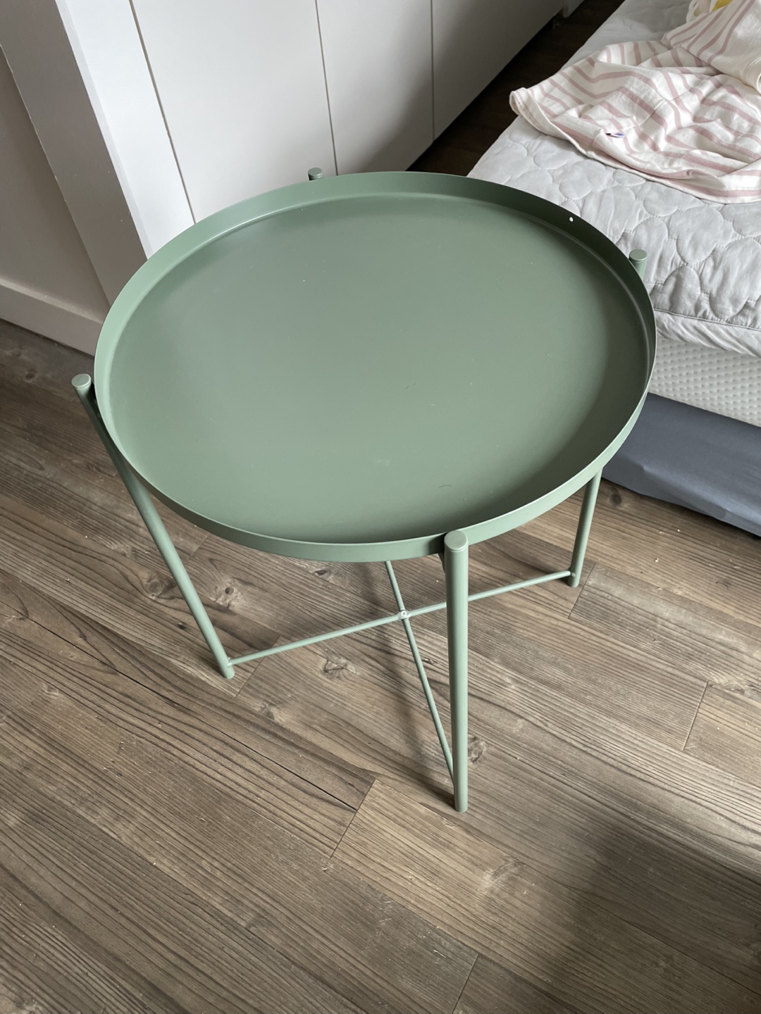 Sage Green Metal Side Table