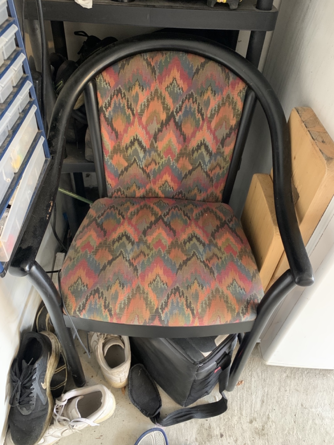 Black Accent Chair with Multicoloured Pattern