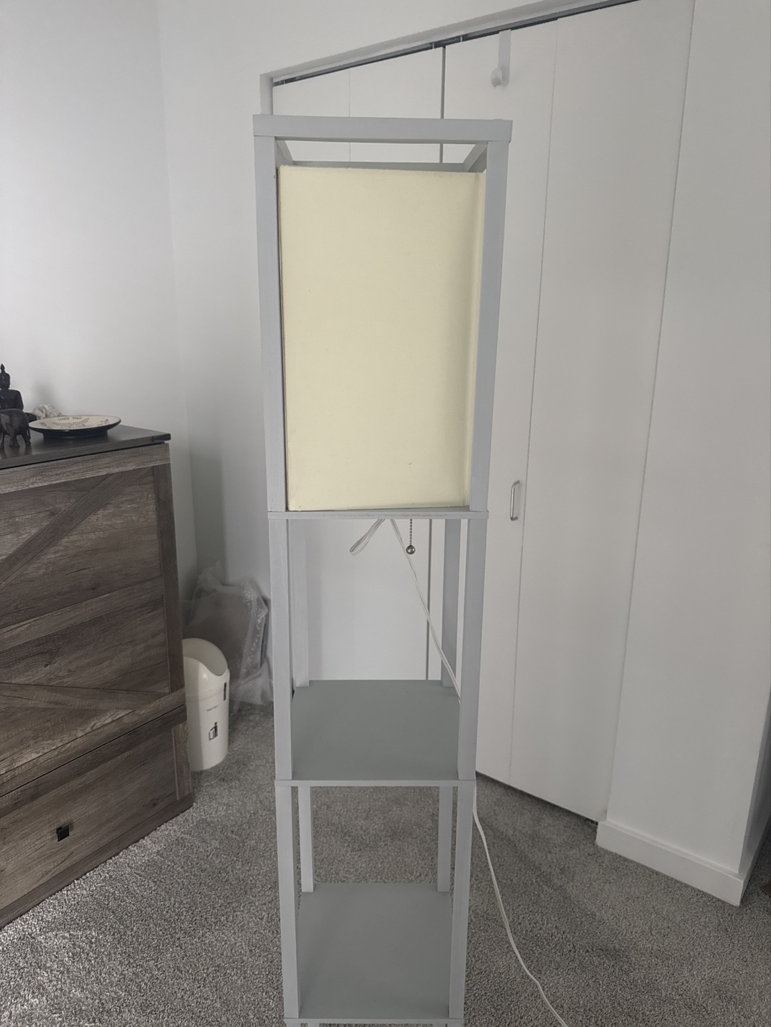 Gray Floor Lamp with Shelves - photo 2