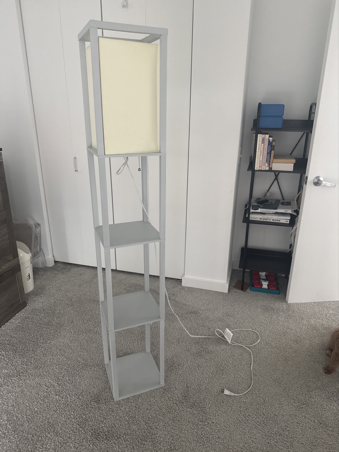 Gray Floor Lamp with Shelves